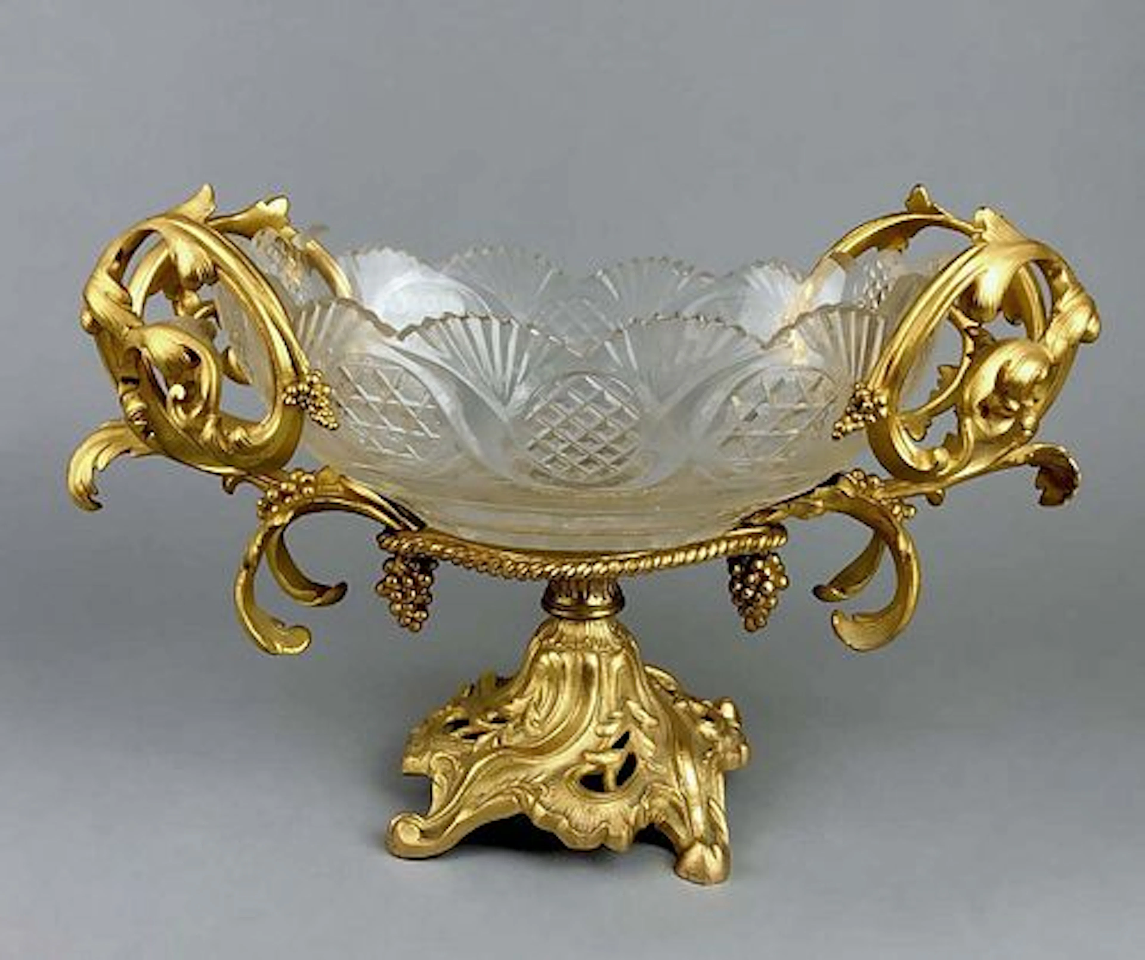 A French Baccarat Style Crystal & Bronze Centerpiece