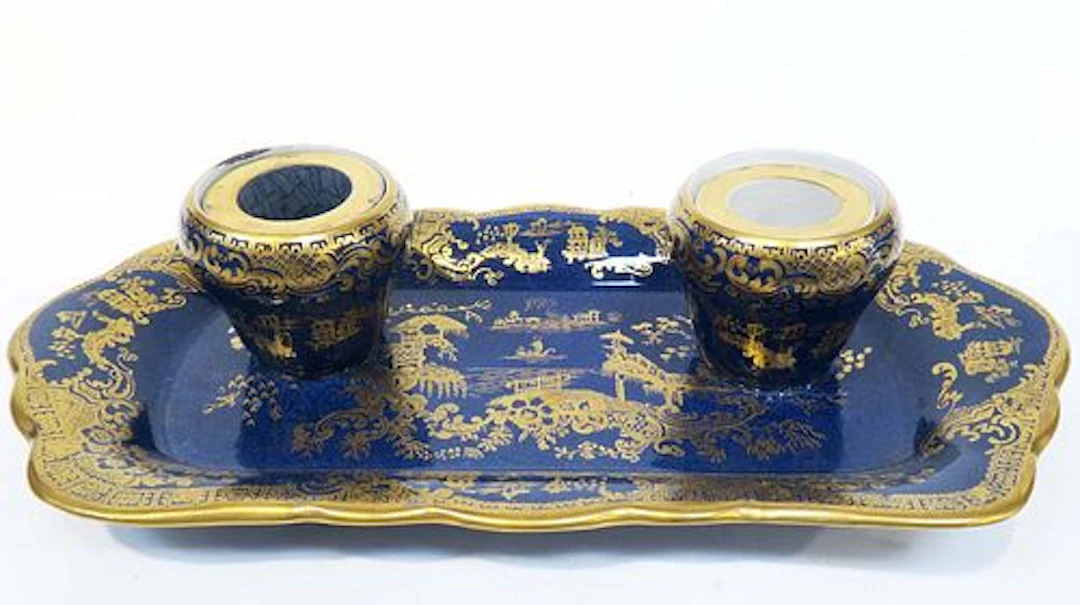 19th C. English Copeland Spode Porcelain Inkwell