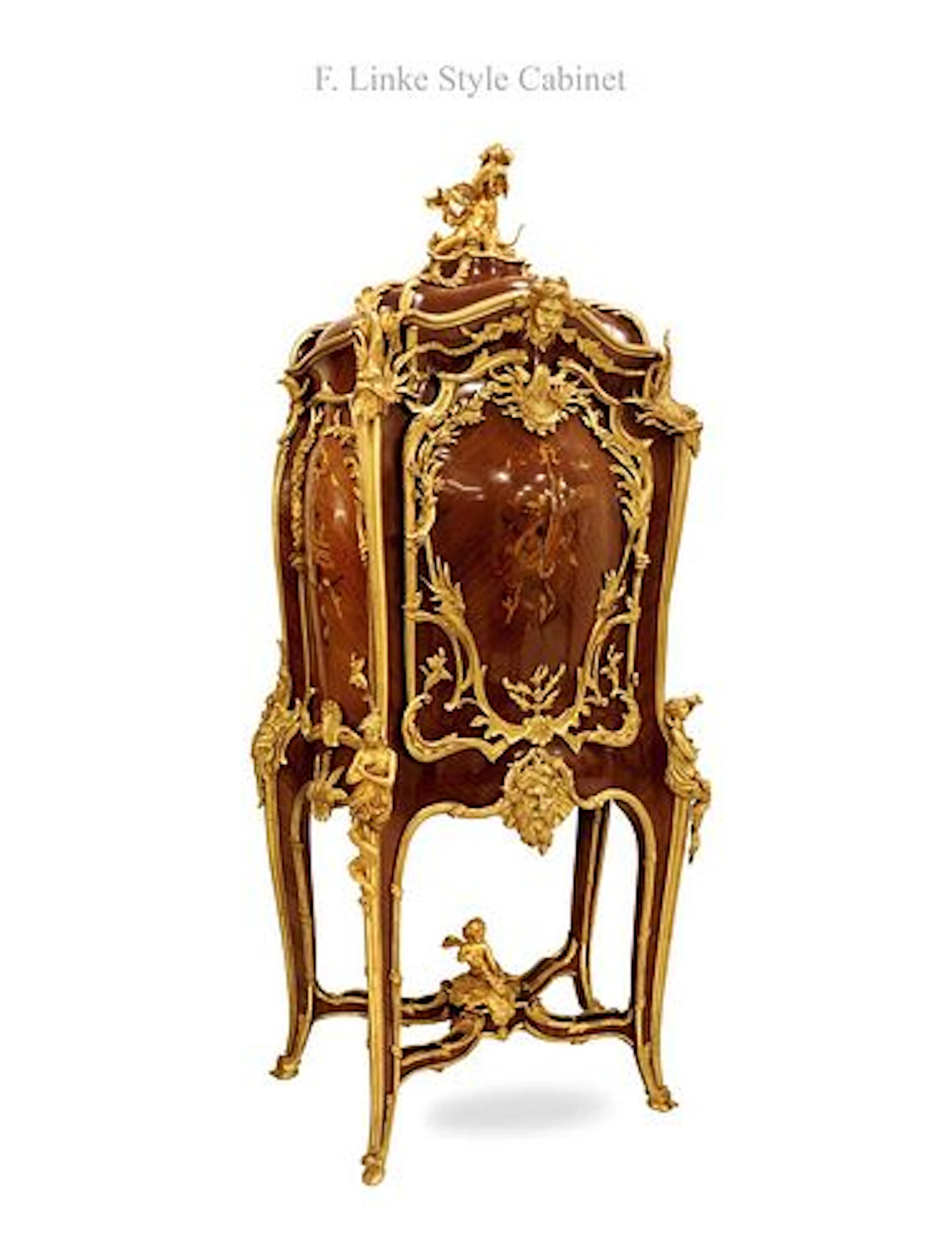 A Very Large Linke Style Figural Bronze Commode Cabinet
