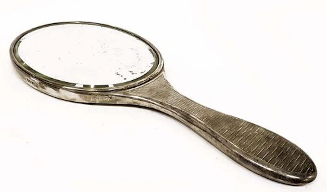 Edwardian Era English Sterling Silver Vanity Hand Mirro