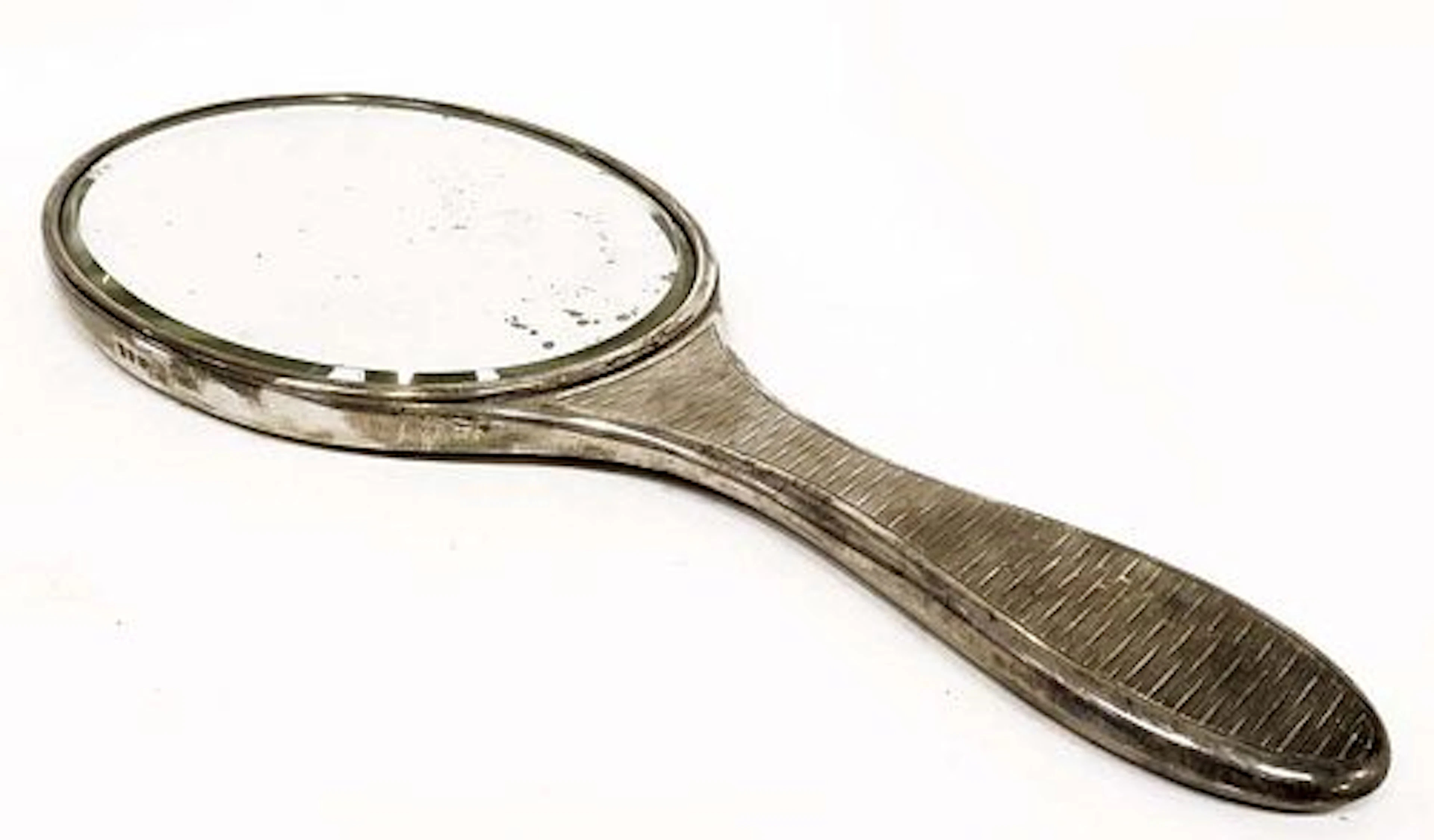 Edwardian Era English Sterling Silver Vanity Hand Mirro