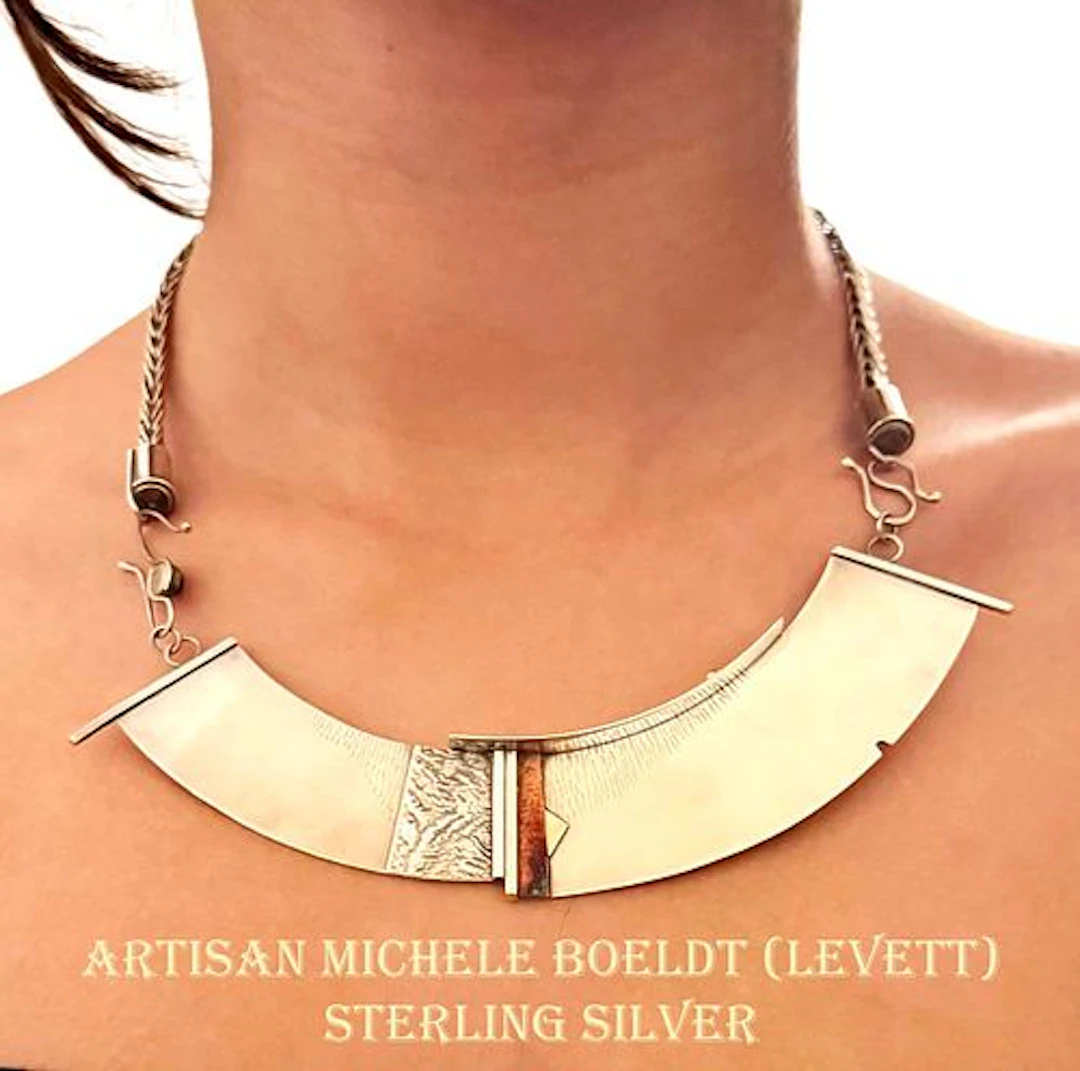 Artisan Michele Boeldt (LeVett) Sterling Silver Modernist Necklace