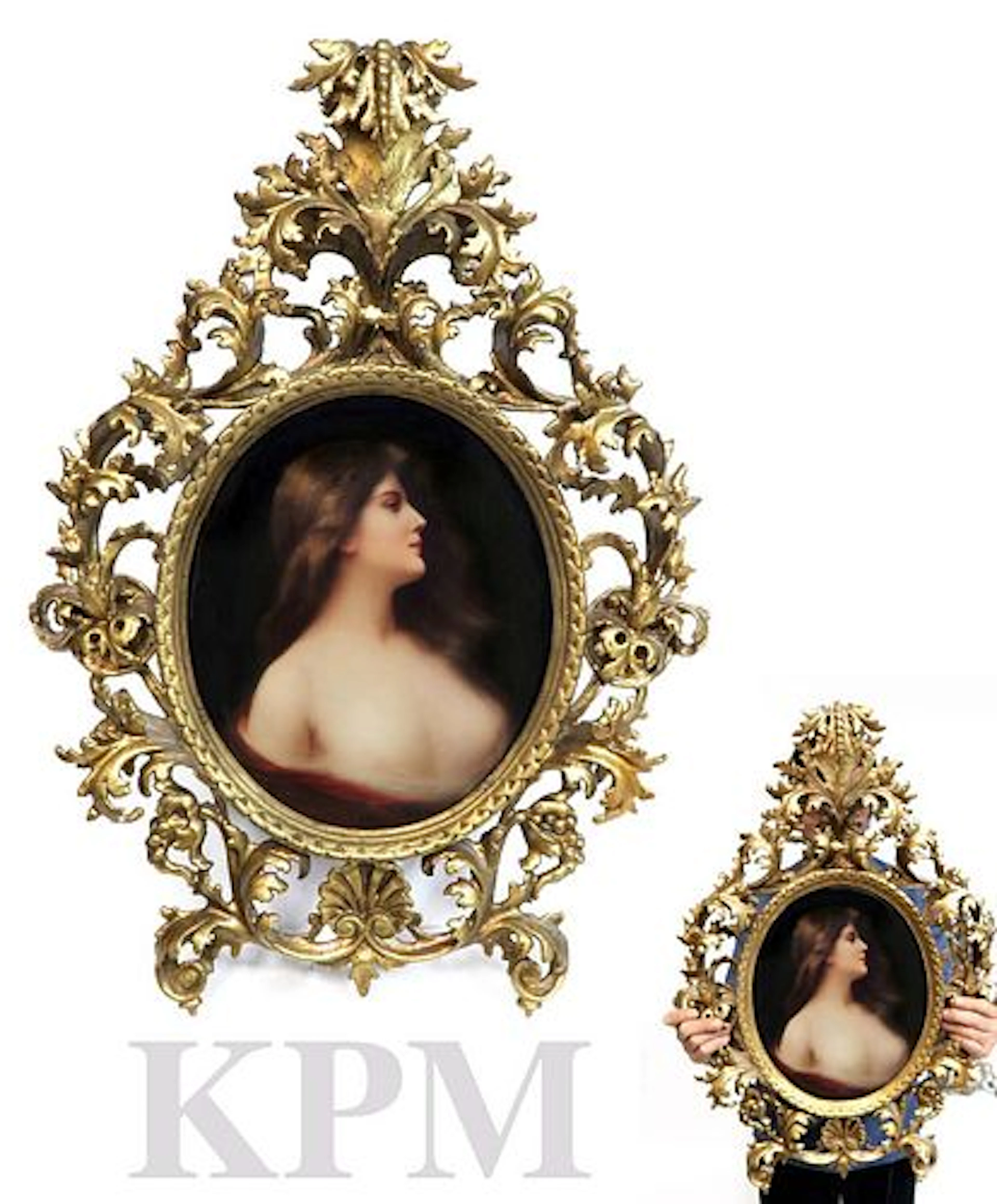 19th C. LARGE ROCOCO FRAMED BERLIN KPM OVAL PLAQUE