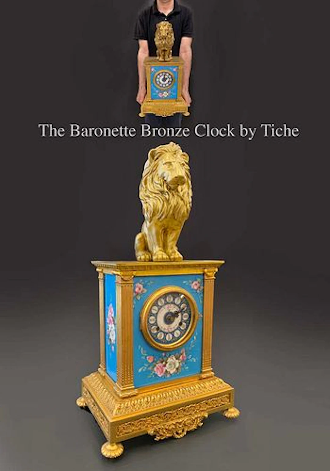 20th C. Italian The Baronette Bronze Clock