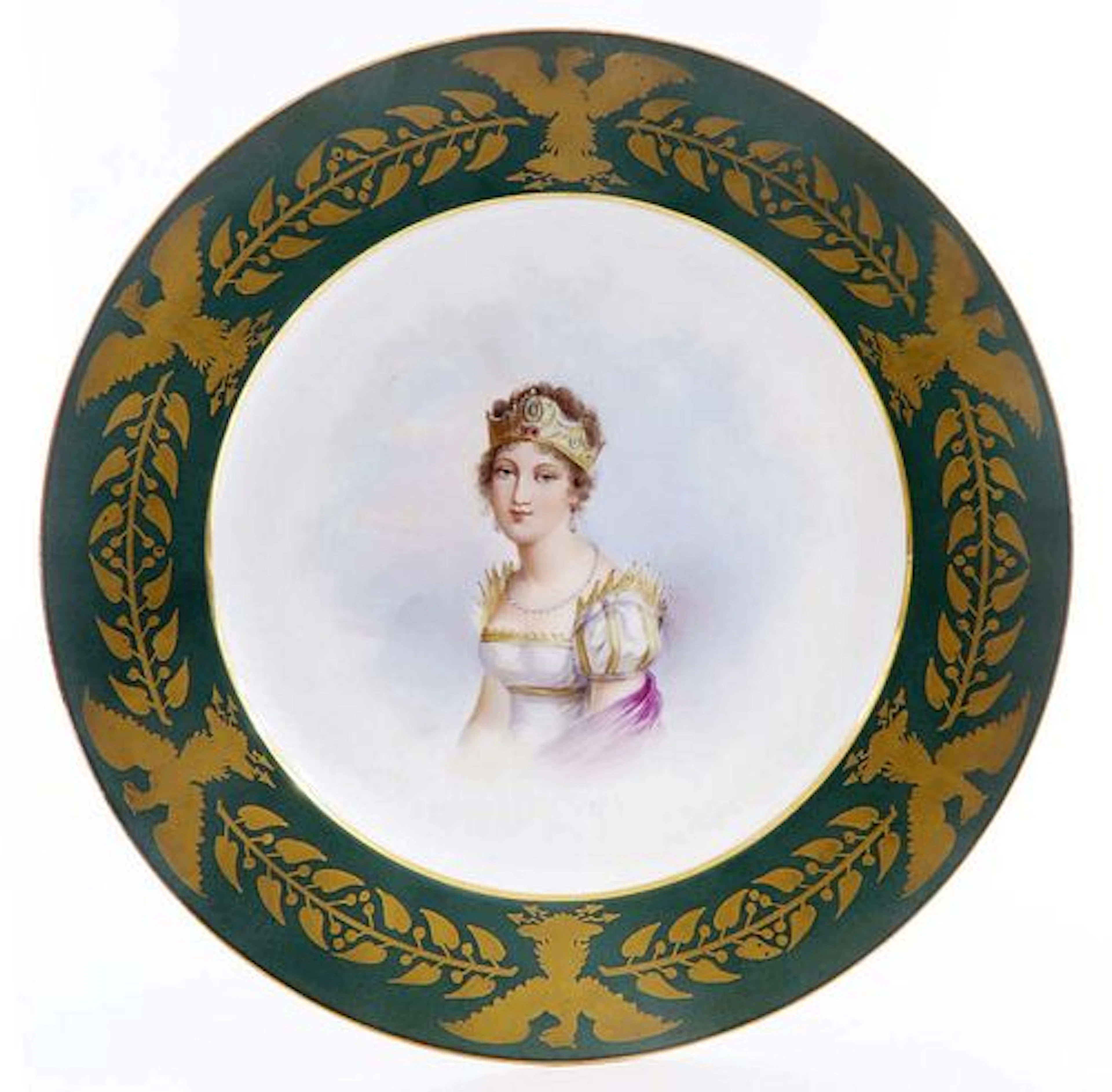 Marie Louise Portrait, 19th C. SEVRES GILDED PLATE