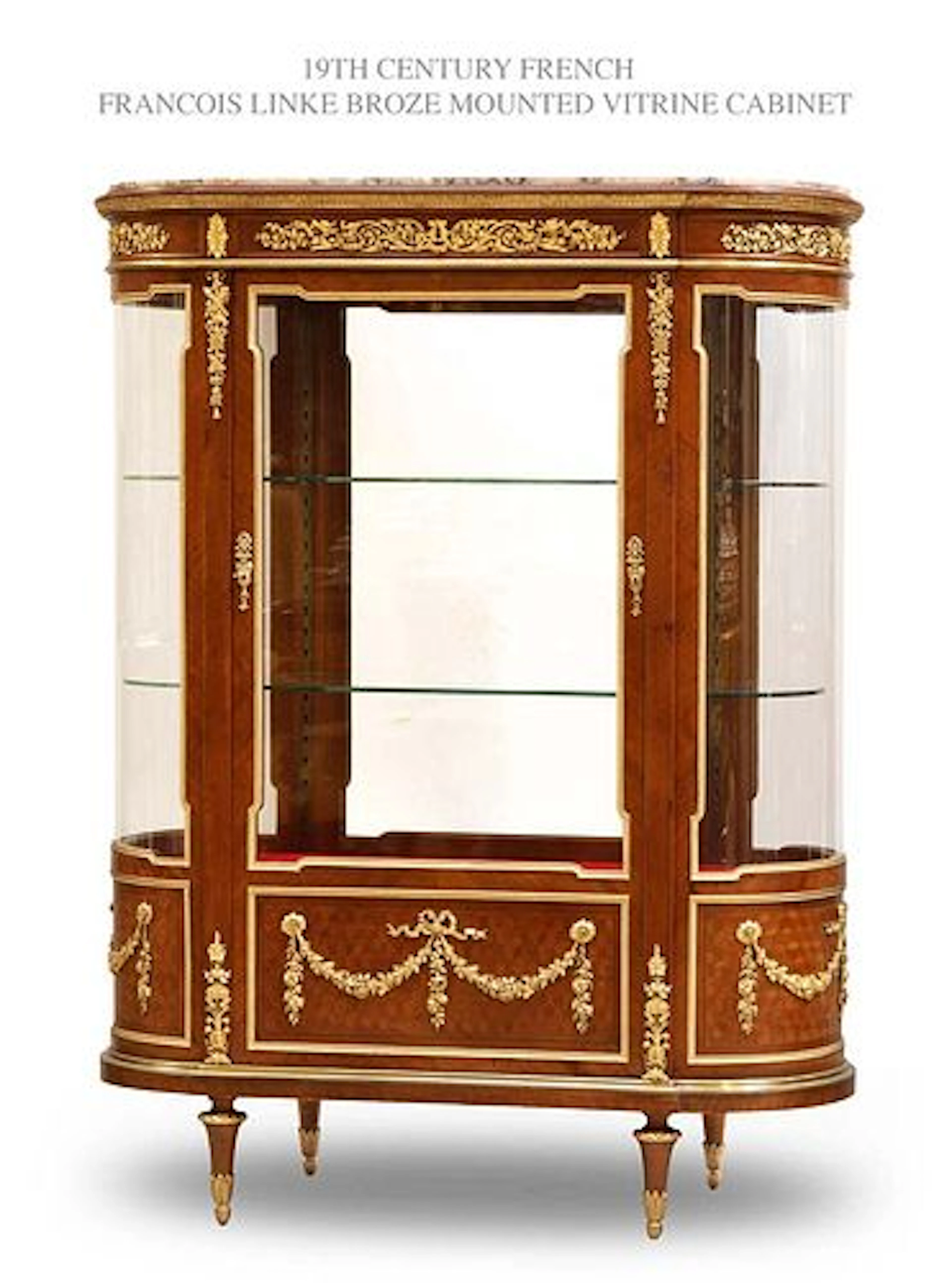 19TH C. FRANCOIS LINKE BRONZE MOUNTED VITRINE CABINET