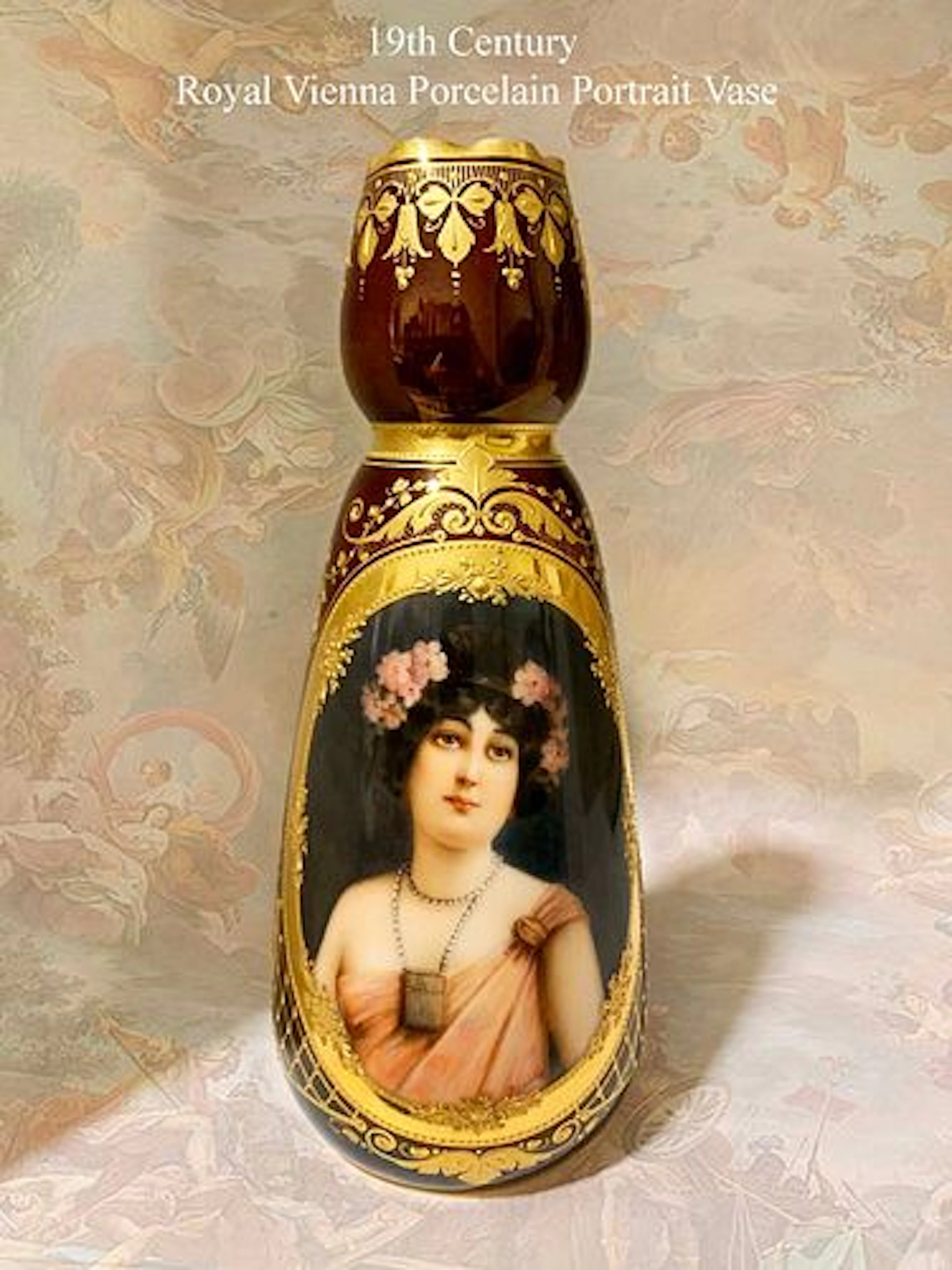19th C. Royal Vienna Hand Painted Porcelain Vase, Artist Signed