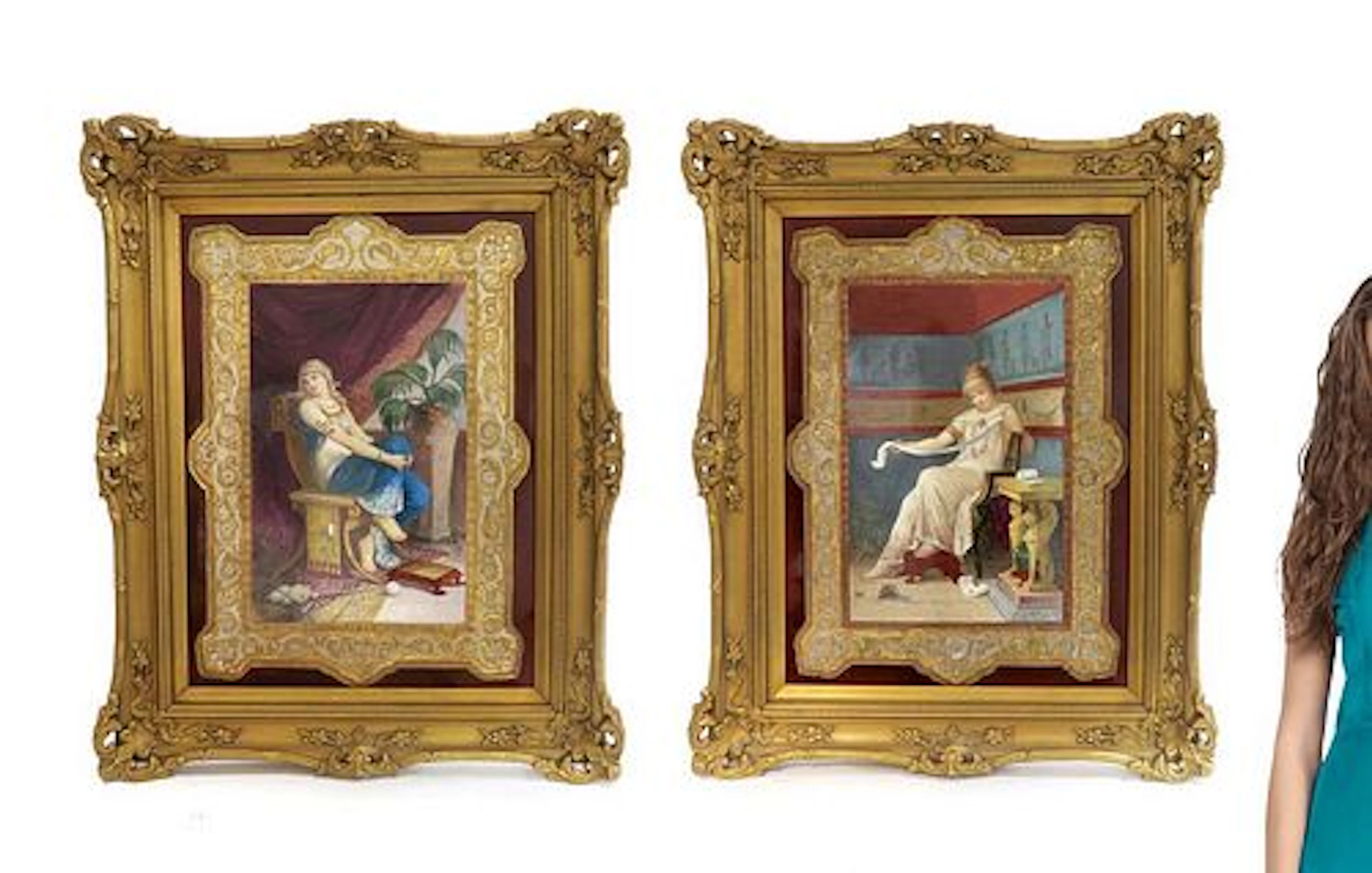 A Pair of Large Framed Berlin KPM Plaques