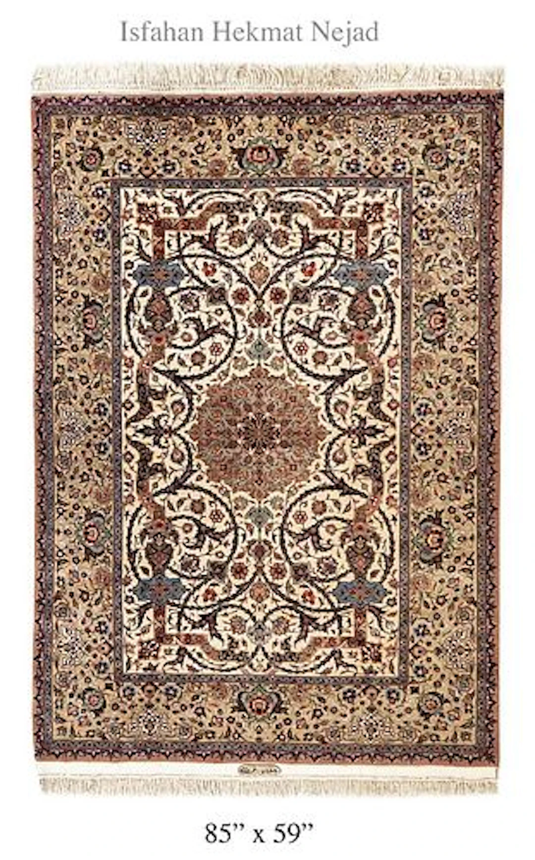 An Exquisite Persian Isfahan Wool Silk Rug, Hekmat Nejad Signed