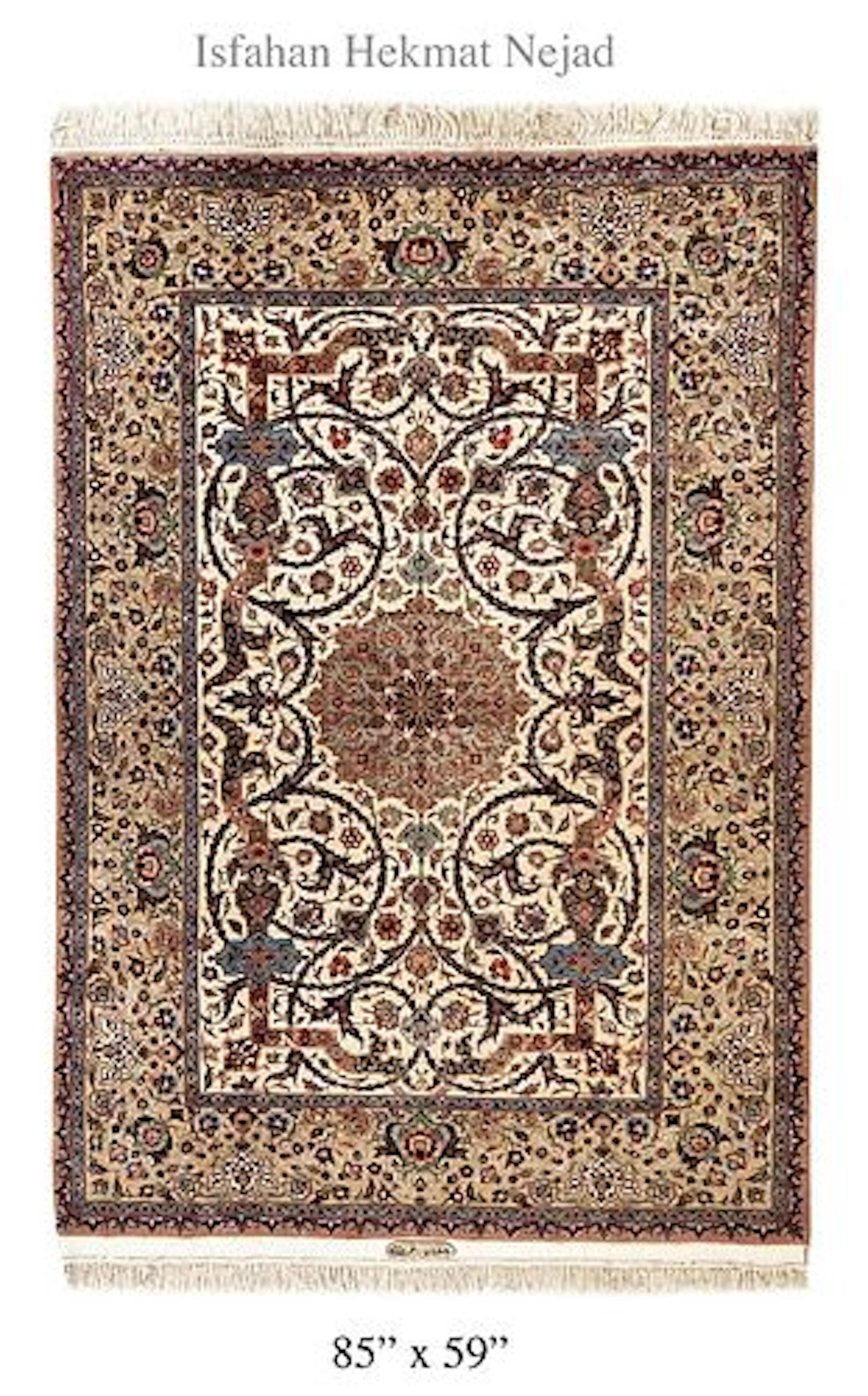 An Exquisite Persian Isfahan Wool Silk Rug, Hekmat Nejad Signed