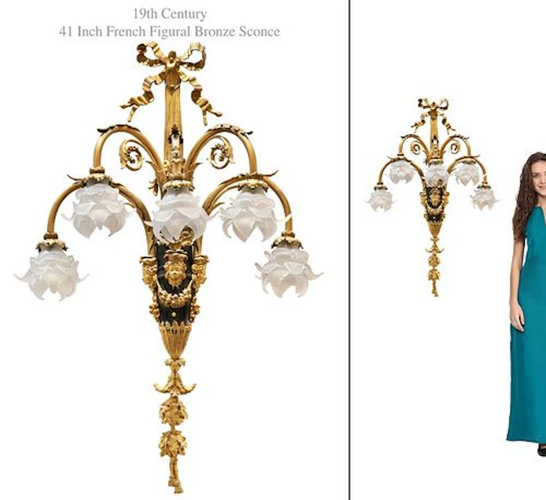 A Large 19th C. French Figural Bronze Wall Sconce