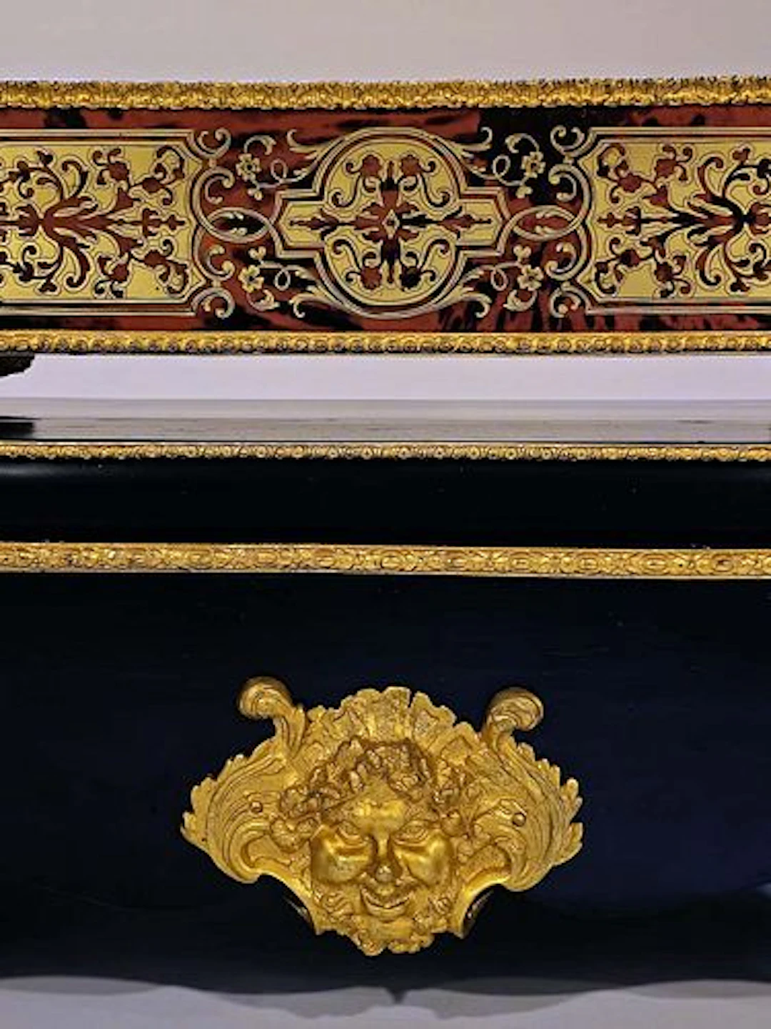 19th C. French Napoleon III Boulle Decorative Cabinet Support Marquetry
