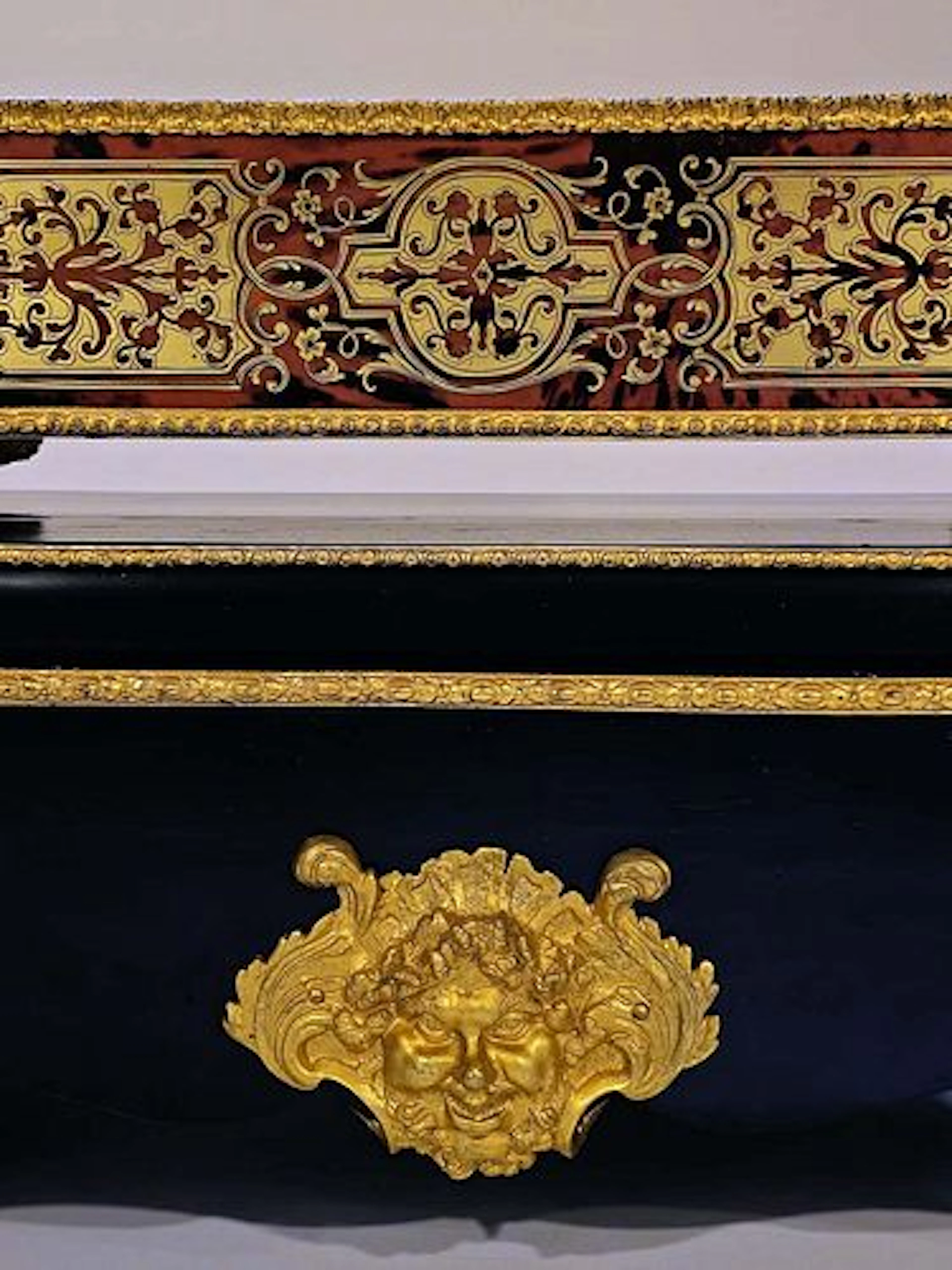 19th C. French Napoleon III Boulle Decorative Cabinet Support Marquetry