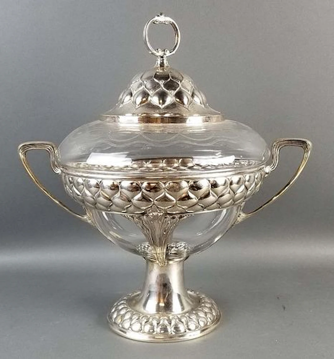 A WMF Art Nouveau Silver plated and Glass Punch Bowl