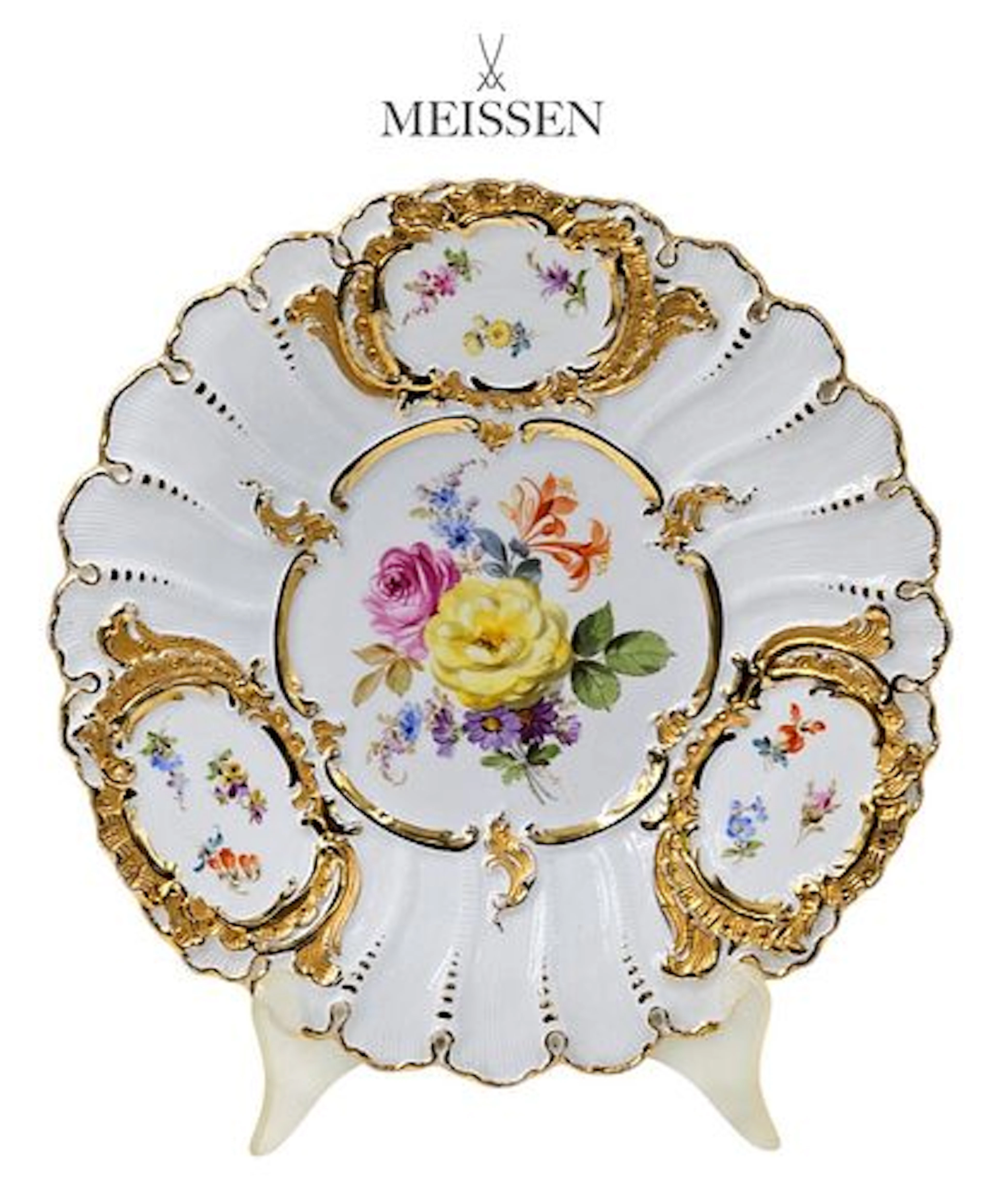 19th C. Meissen Porcelain Floral Decorative Plate