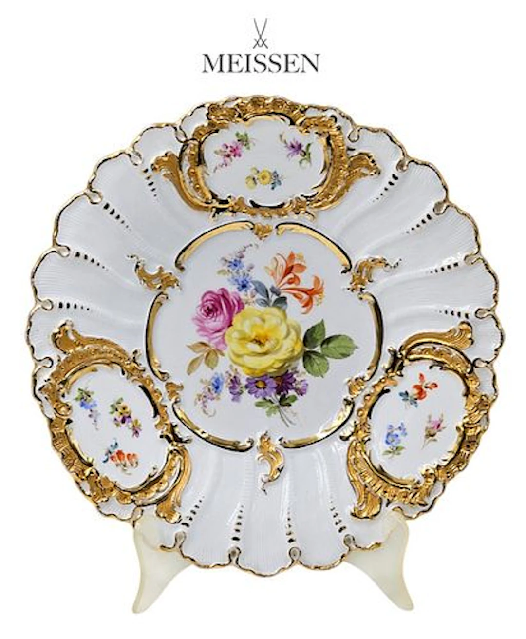 19th C. Meissen Porcelain Floral Decorative Plate