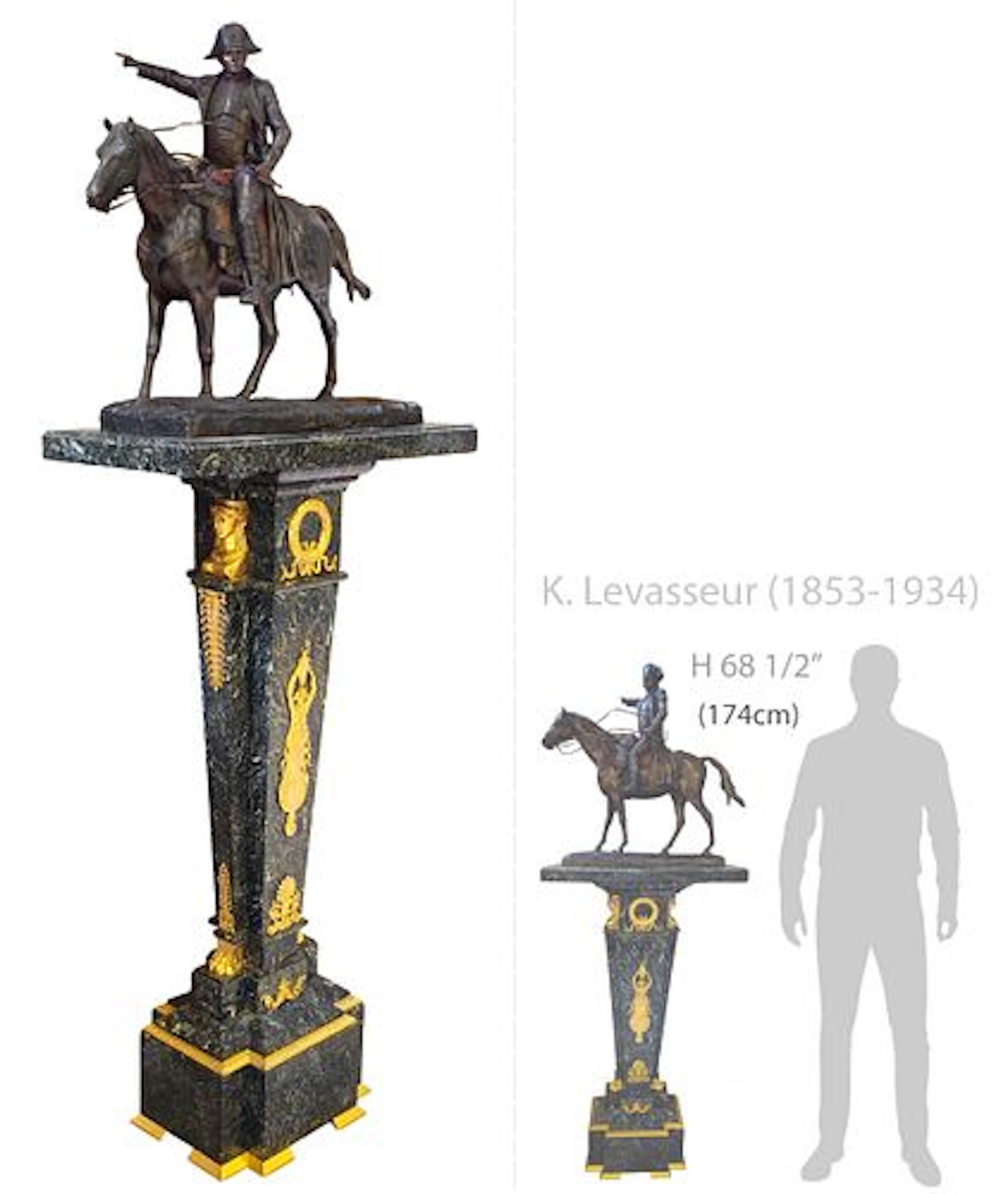 Large 19th C. French Napoleon On Horseback On Marble Ormulu Mounted