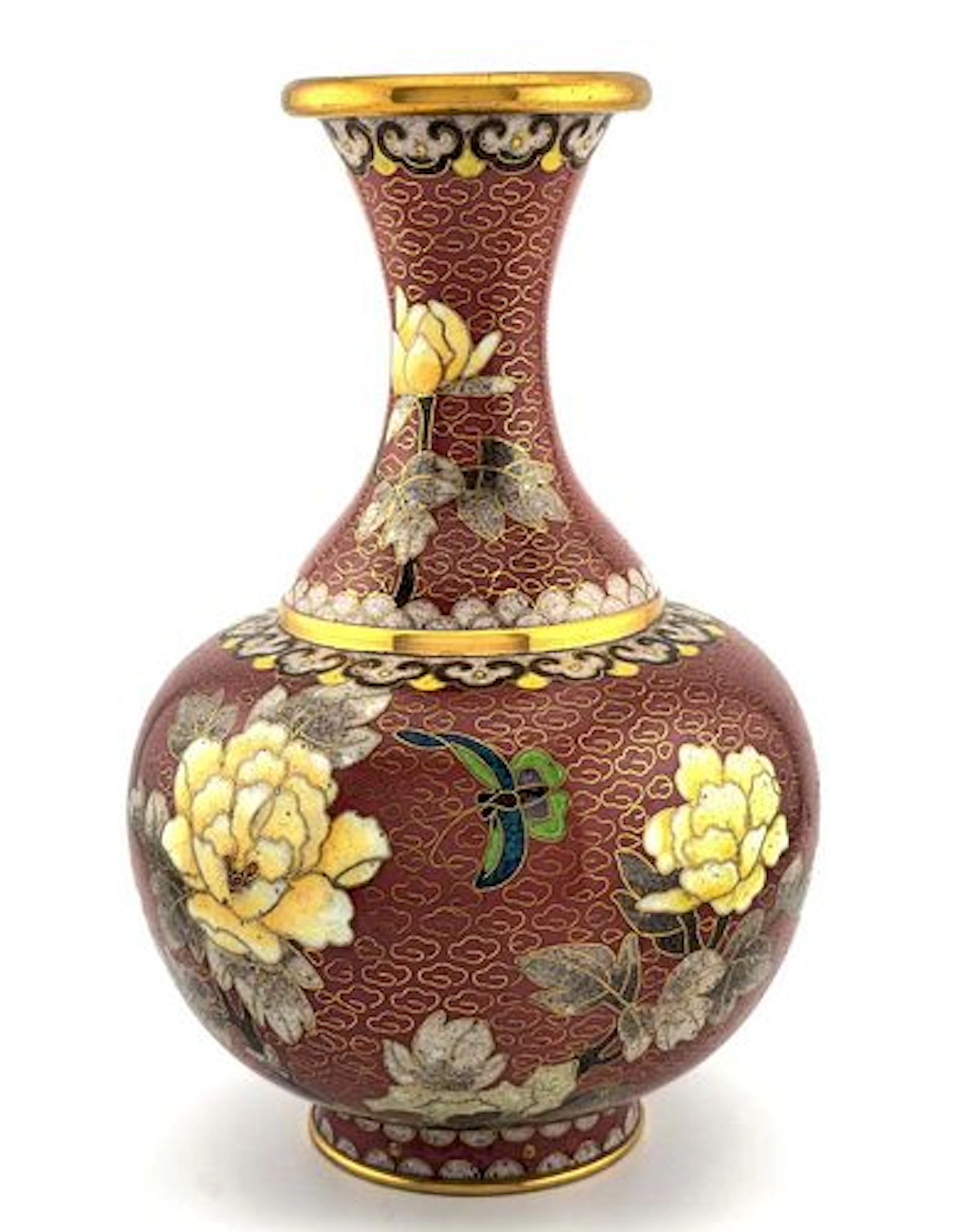 Vintage Circa 1980's Chinese Cloisonne Enamel Vase