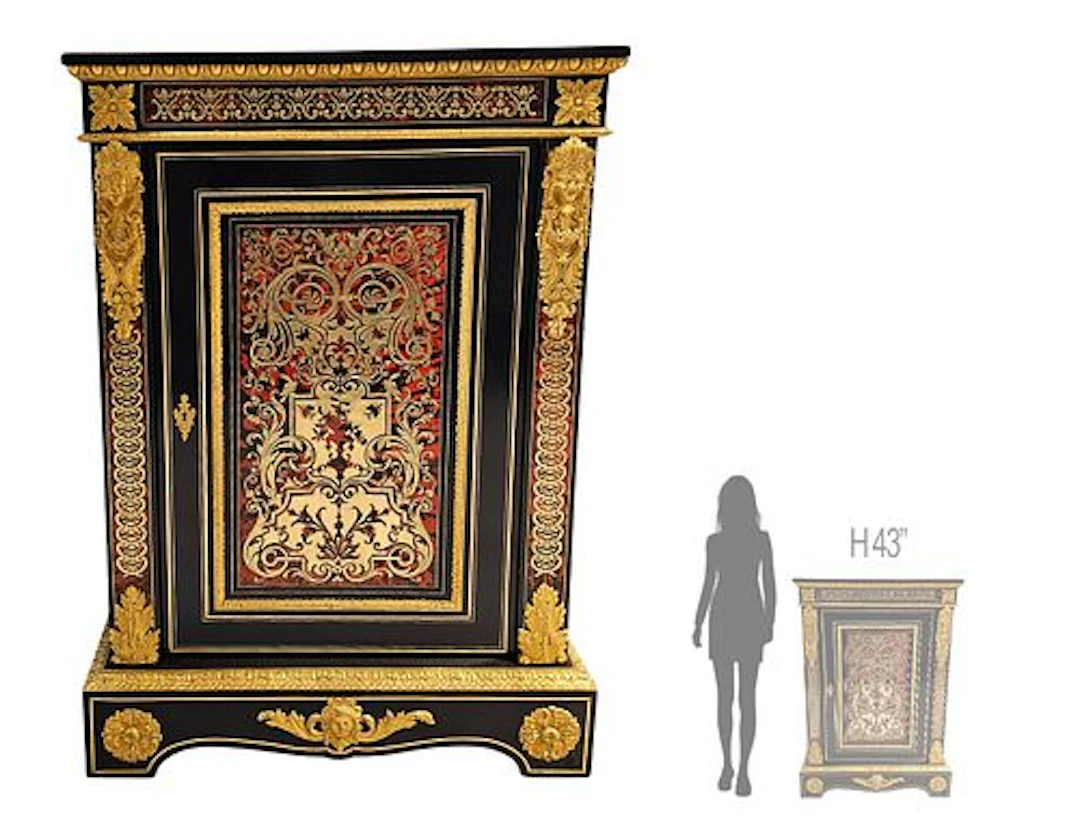 19th C. French Figural Bronze Boulle Cabinet