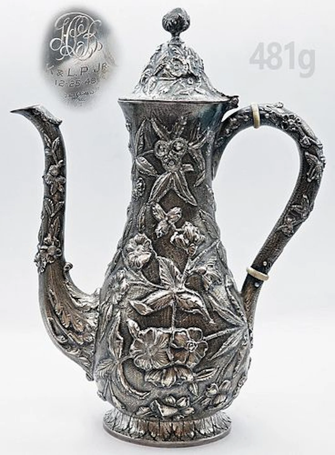 19th C. 82 Silver (481g) Samuel Kirk & Son Coffee Pot