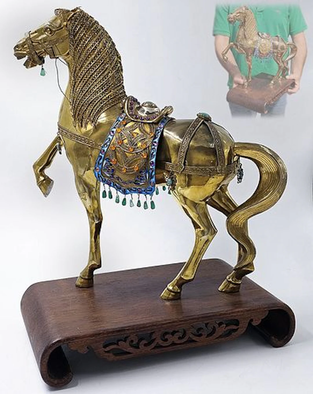 Early 20th C. Hand Crafted Silver Chinese Cloisonne Horse Figurine