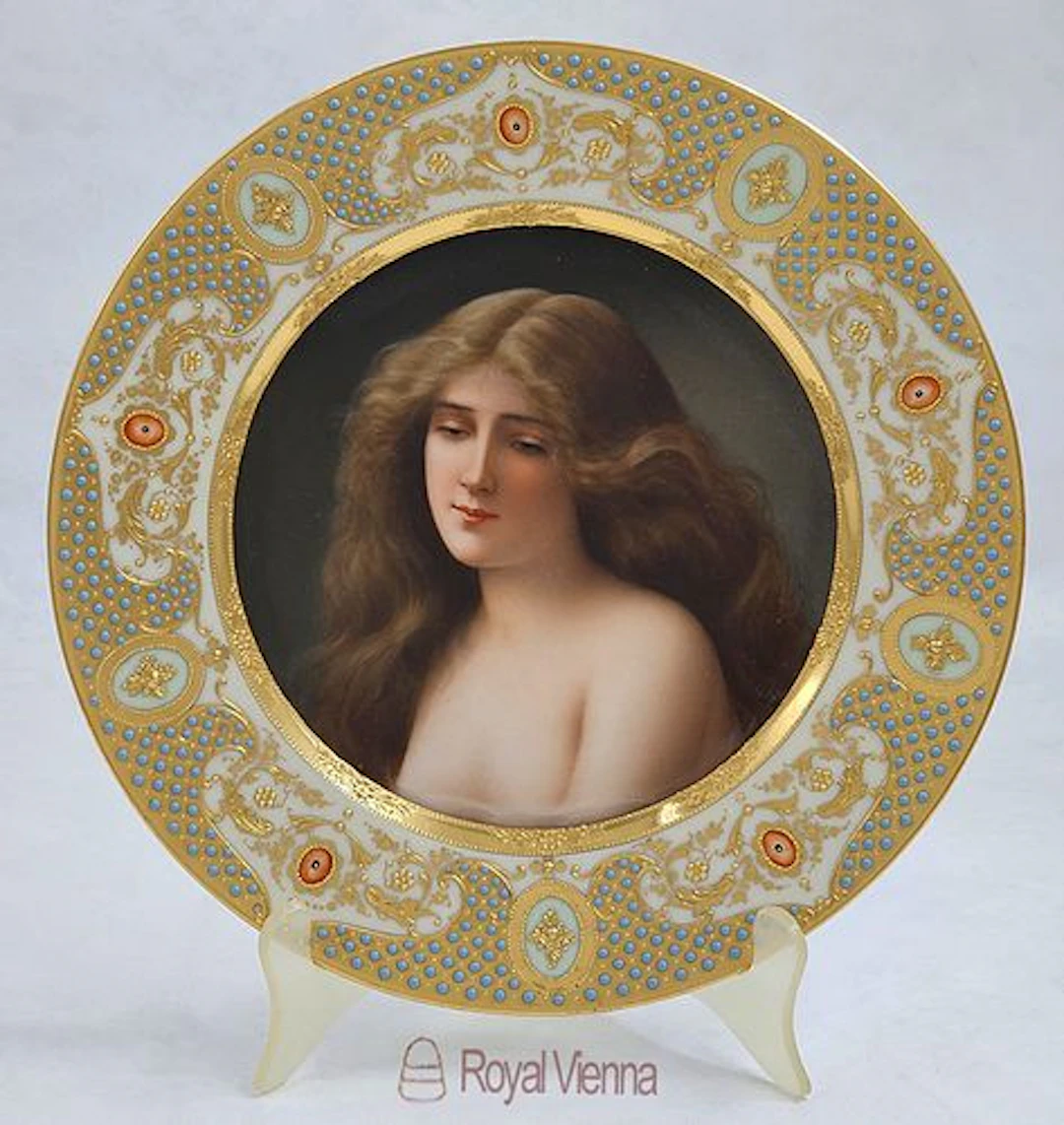 19th C. German Royal Vienna Jeweled Designed Frame