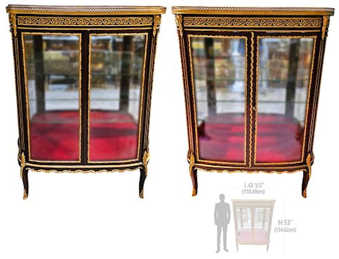 Pair of 19th C. French Bronze Mounted Vitrines
