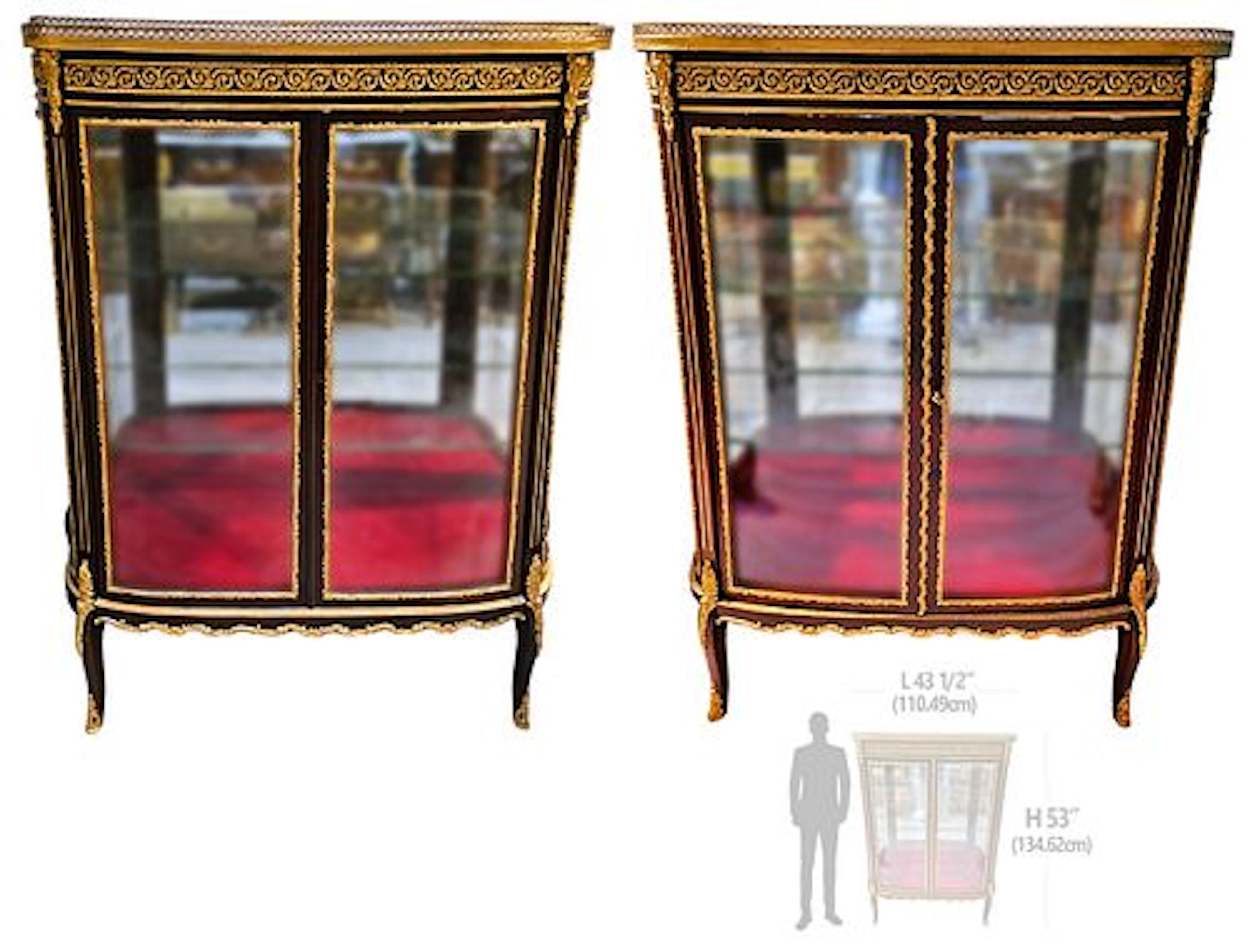 Pair of 19th C. French Bronze Mounted Vitrines