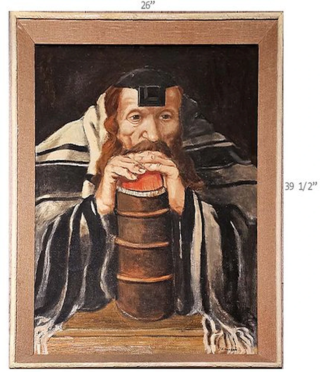 Oil On Canvas Judaica Portrait Painting, Signed By (Polish, 1921?1969)