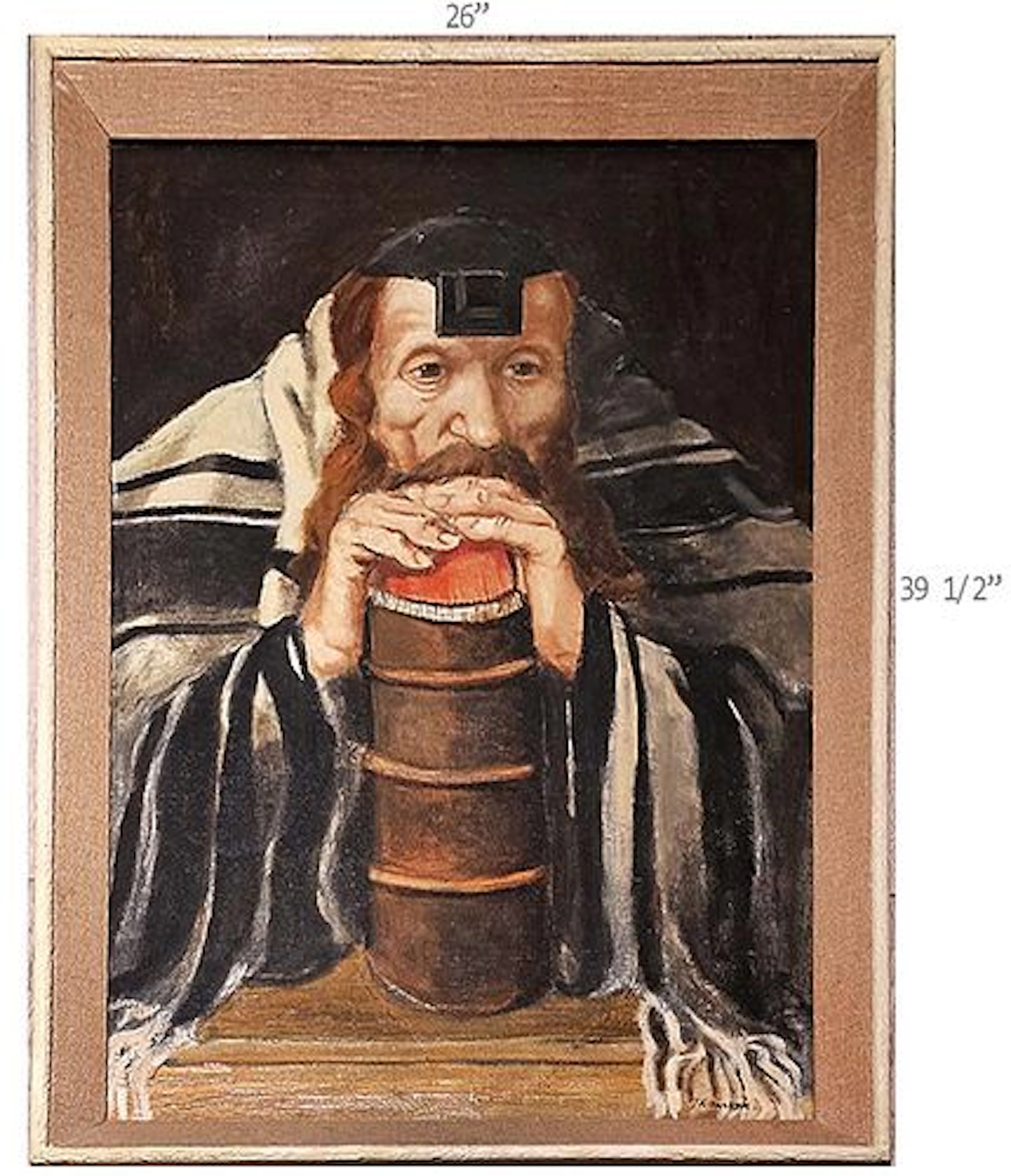 Oil On Canvas Judaica Portrait Painting, Signed By (Polish, 1921?1969)