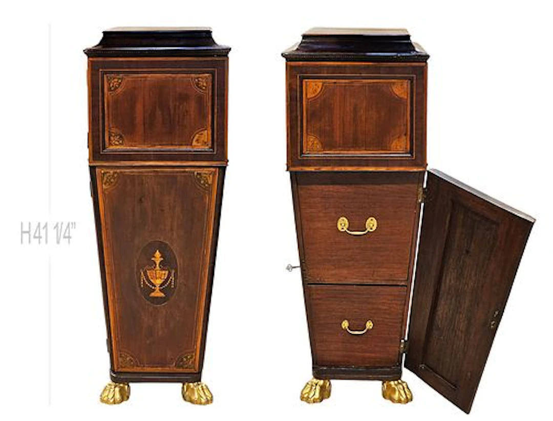 Pair of 19th C. European Mahogany Pedestal Cabinets