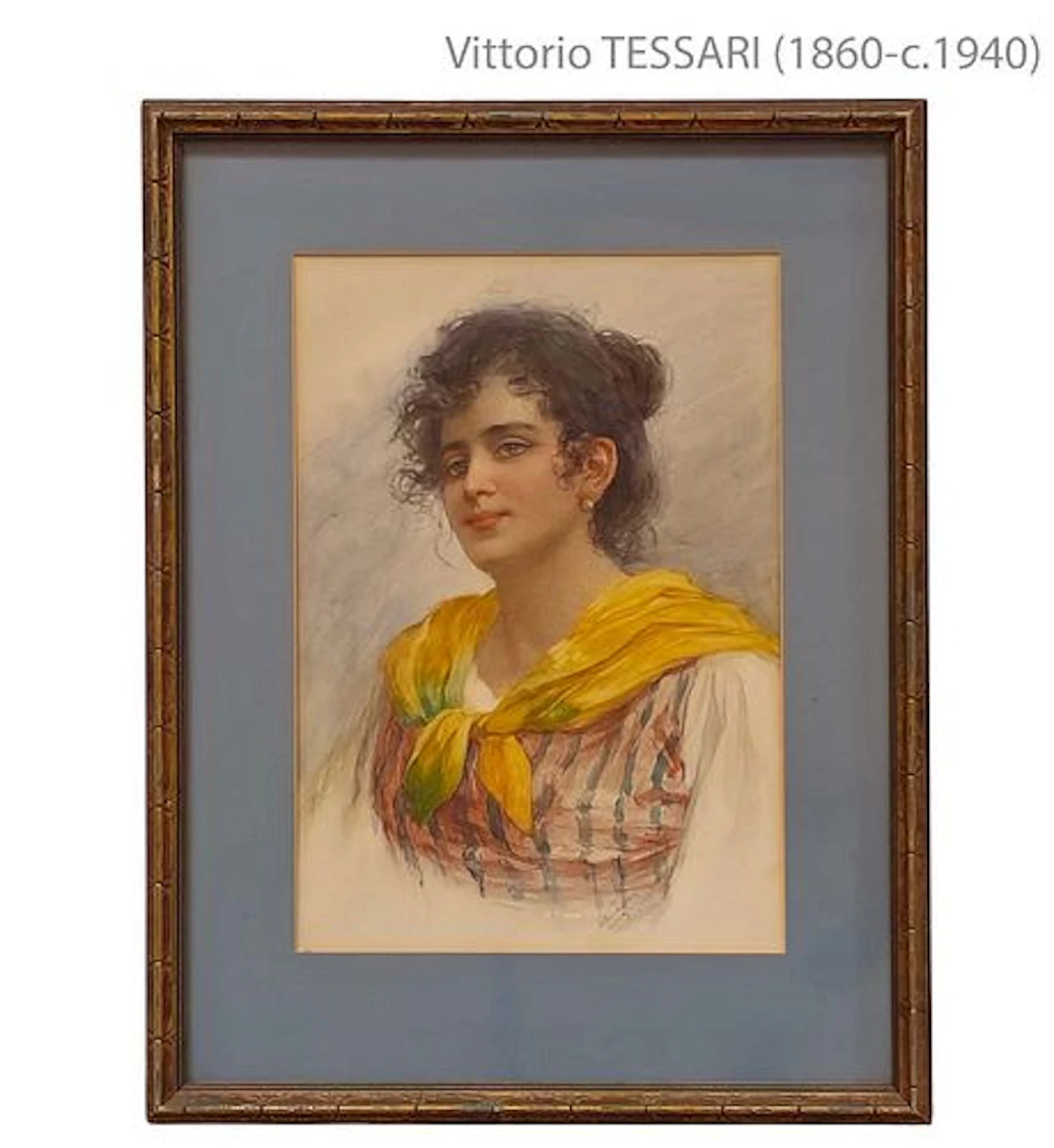 Italian Vittorio Tessari (1860-1940) Watercolor Painting