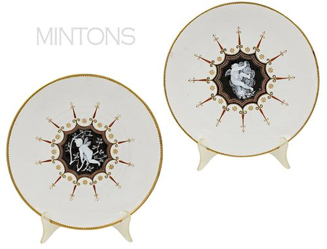 Pair Of Pate Sur Pate Mintons Porcelain Plates