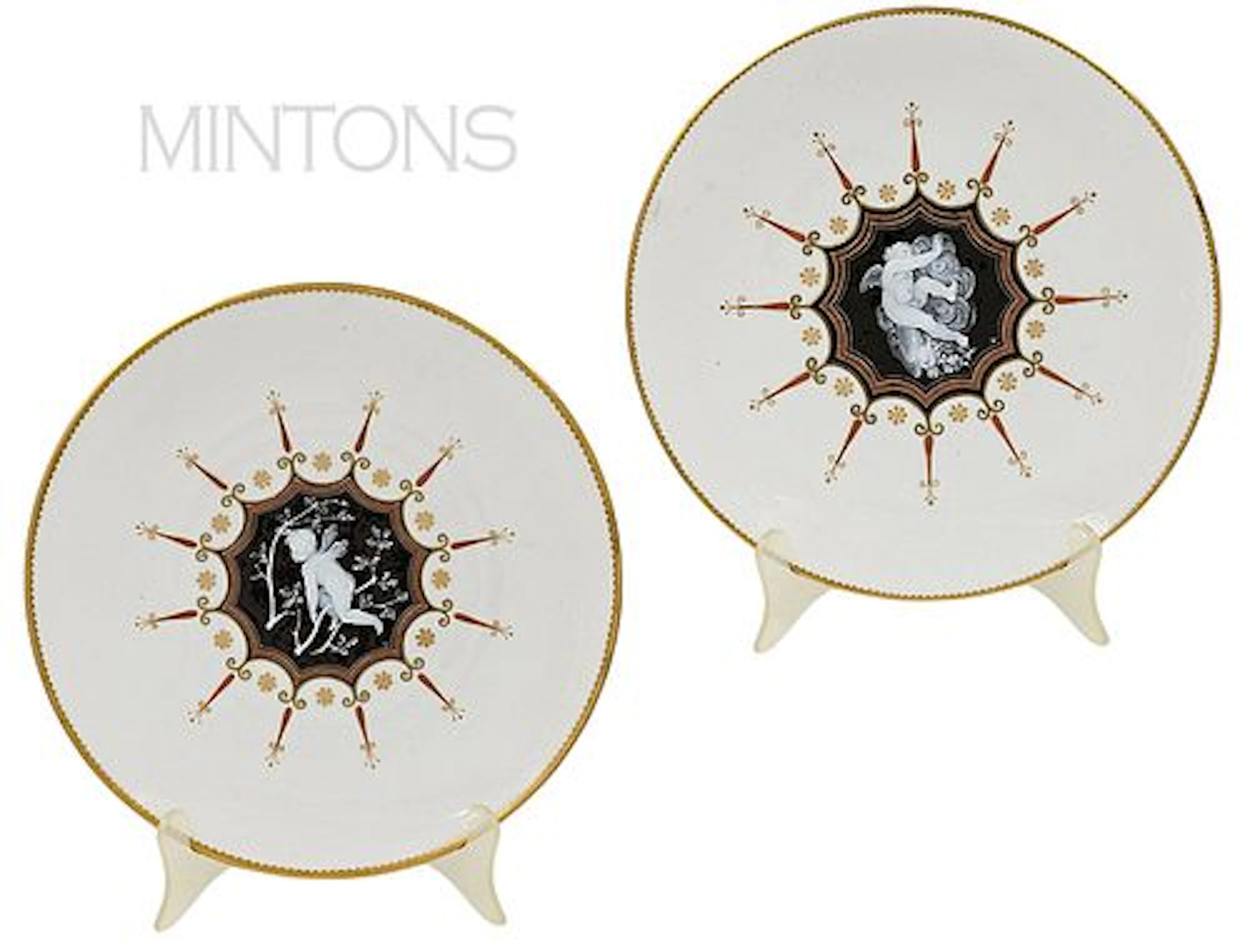 Pair Of Pate Sur Pate Mintons Porcelain Plates