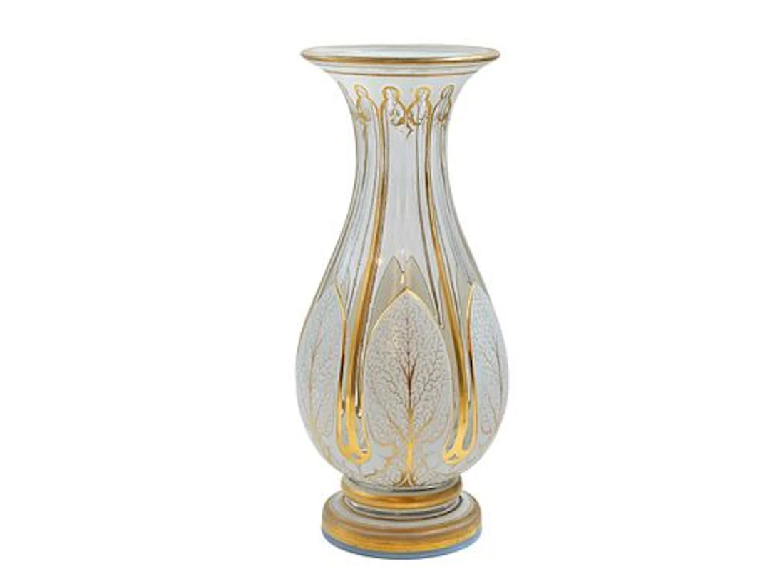 19th C. Bohemian Clear Cut Glass Vase