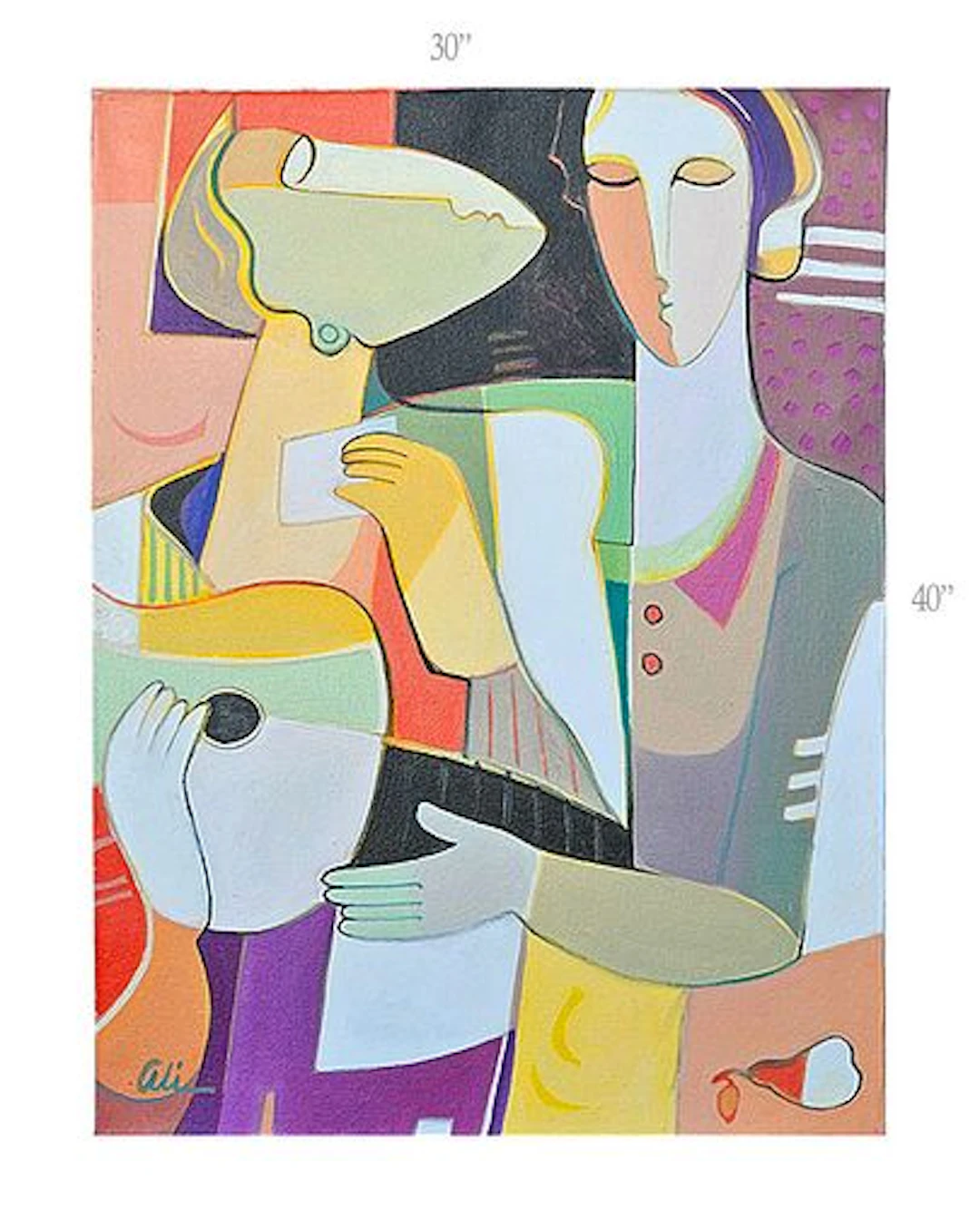 Vibrant Pair' Acrylic On Canvas Painting, Signed