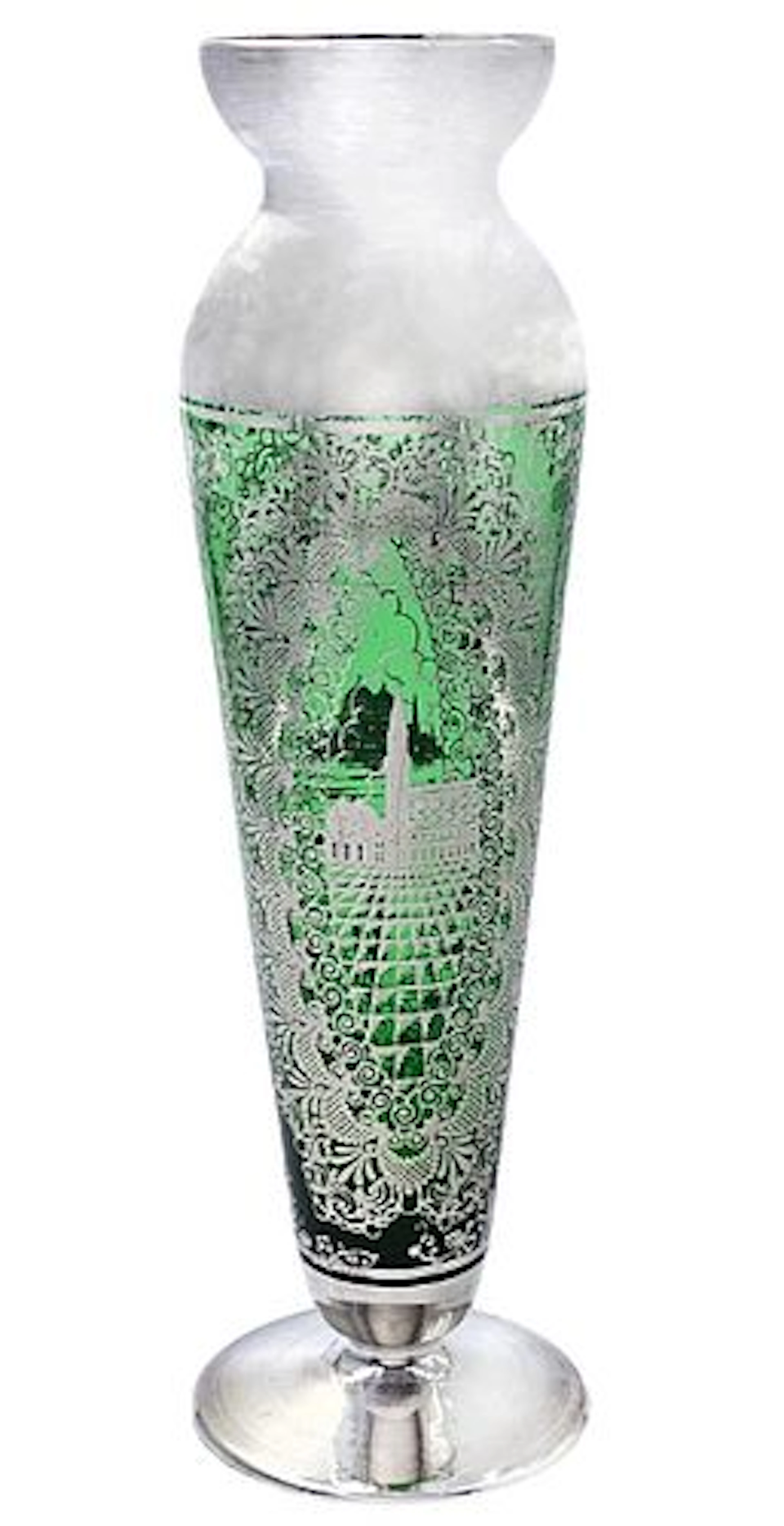 Murano Vase With Silver Overly, Circa 1948