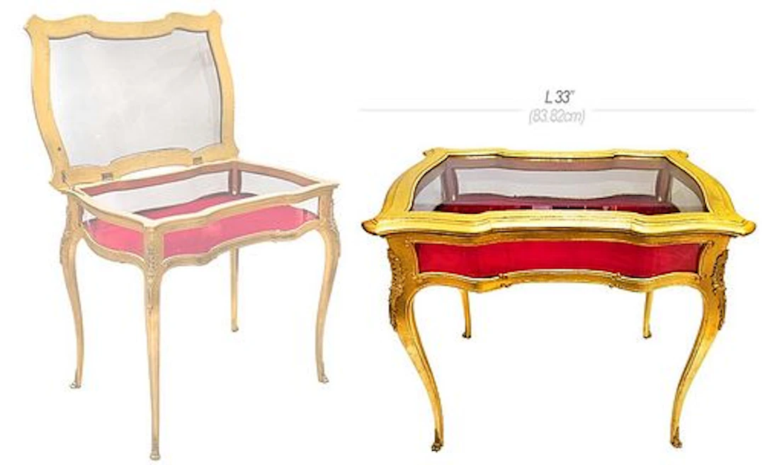 Gilded French Bronze Mounted Louis XV Show Case / Table