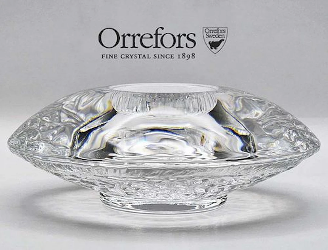 Orrefors Sweden Discus Votive Candle Holder Designed By Lars Hellsten