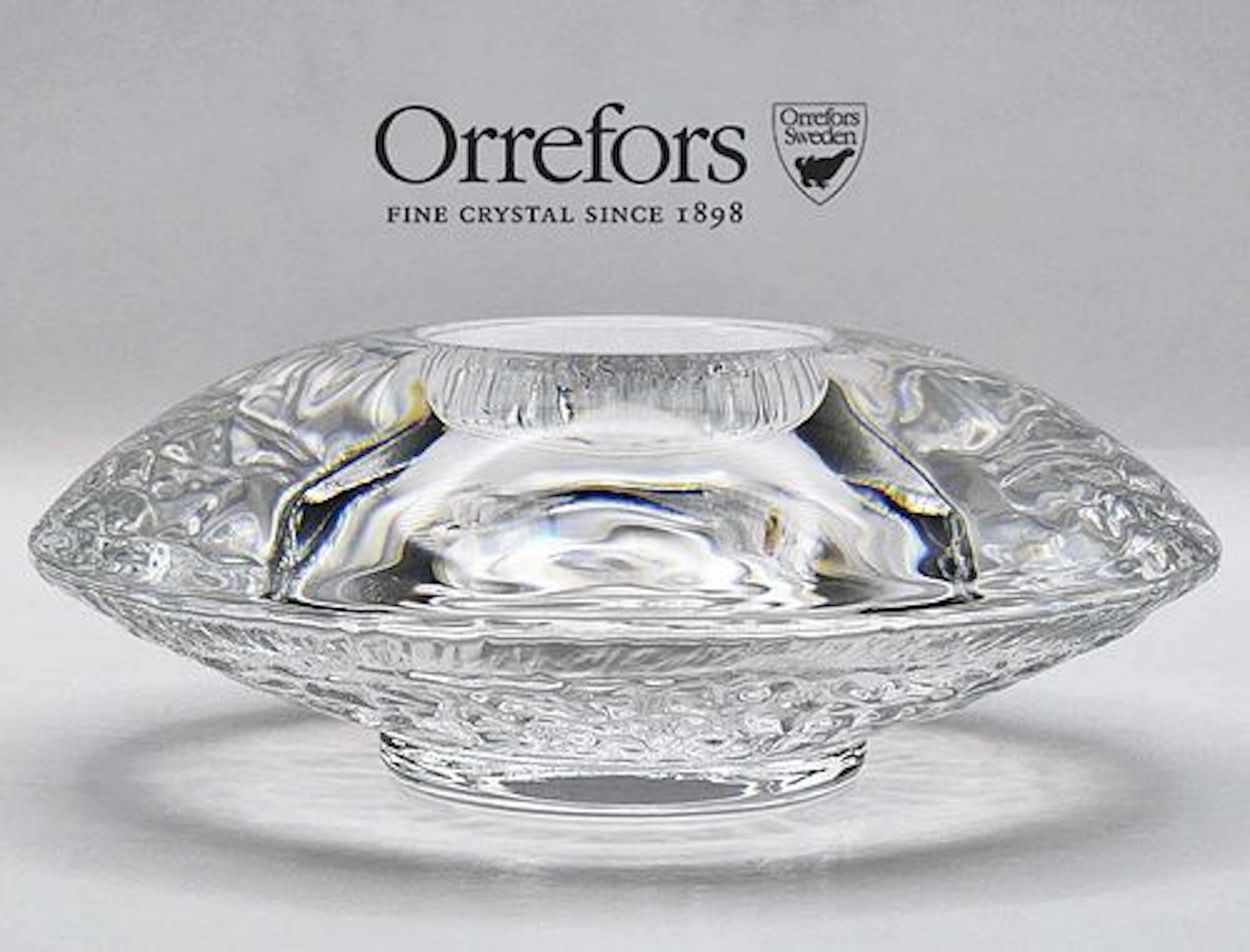 Orrefors Sweden Discus Votive Candle Holder Designed By Lars Hellsten