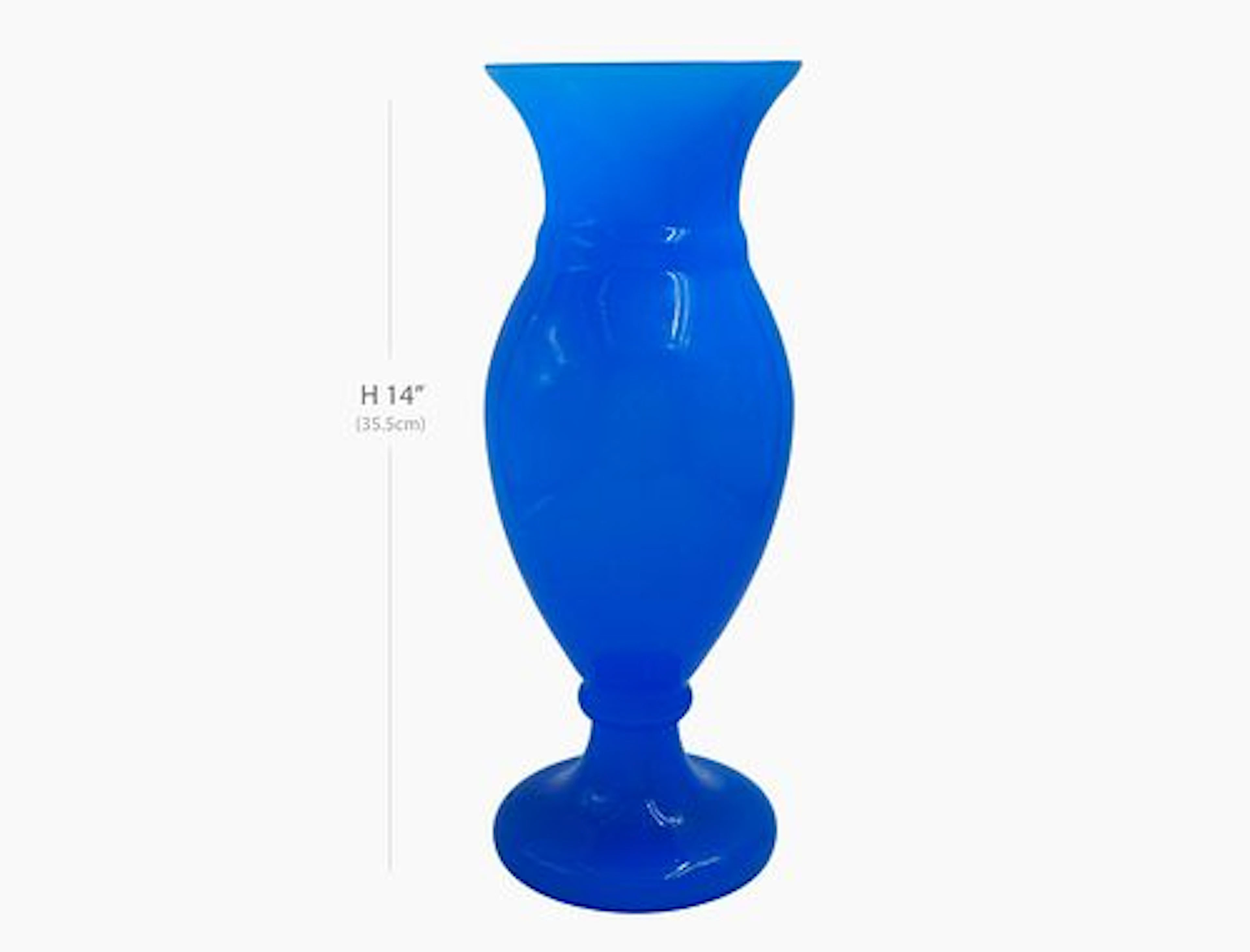 Large Late 19th C. French Hand Blown Blue Opaline Vase