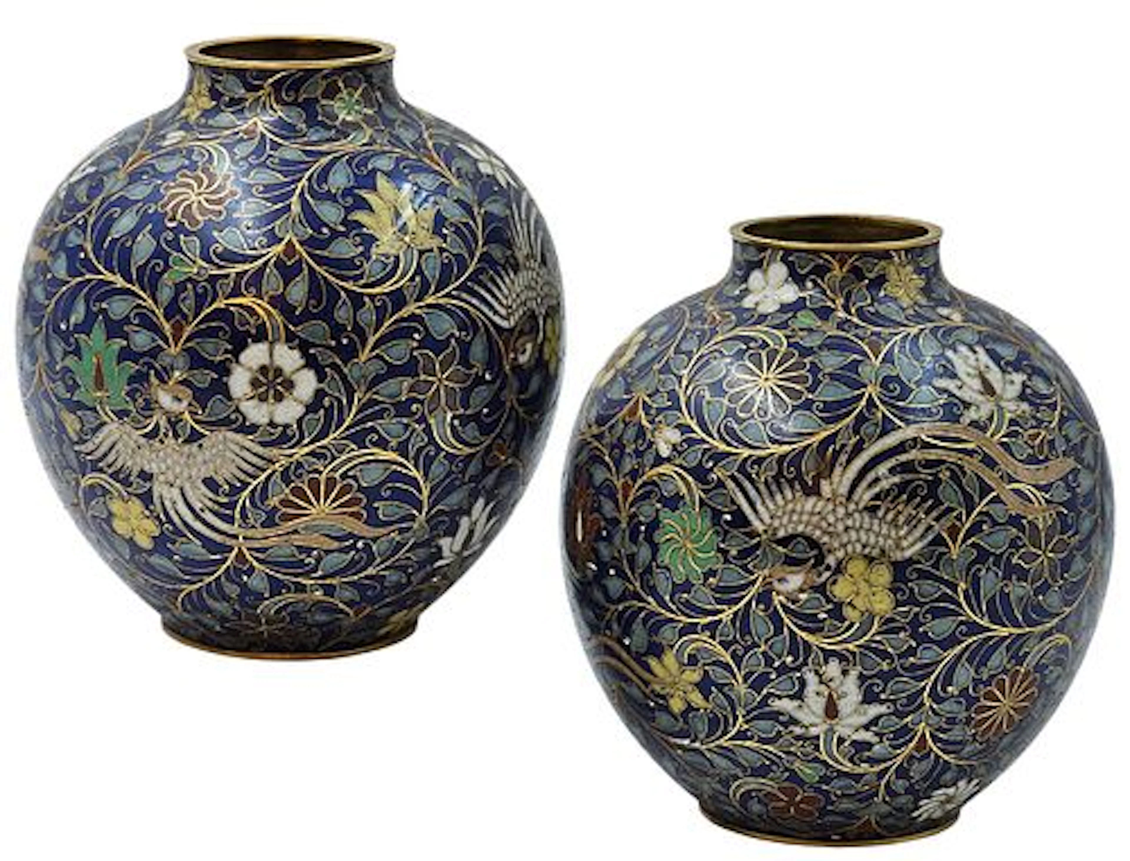 Pair Of 19th Century Japanese Cloisonne Vases