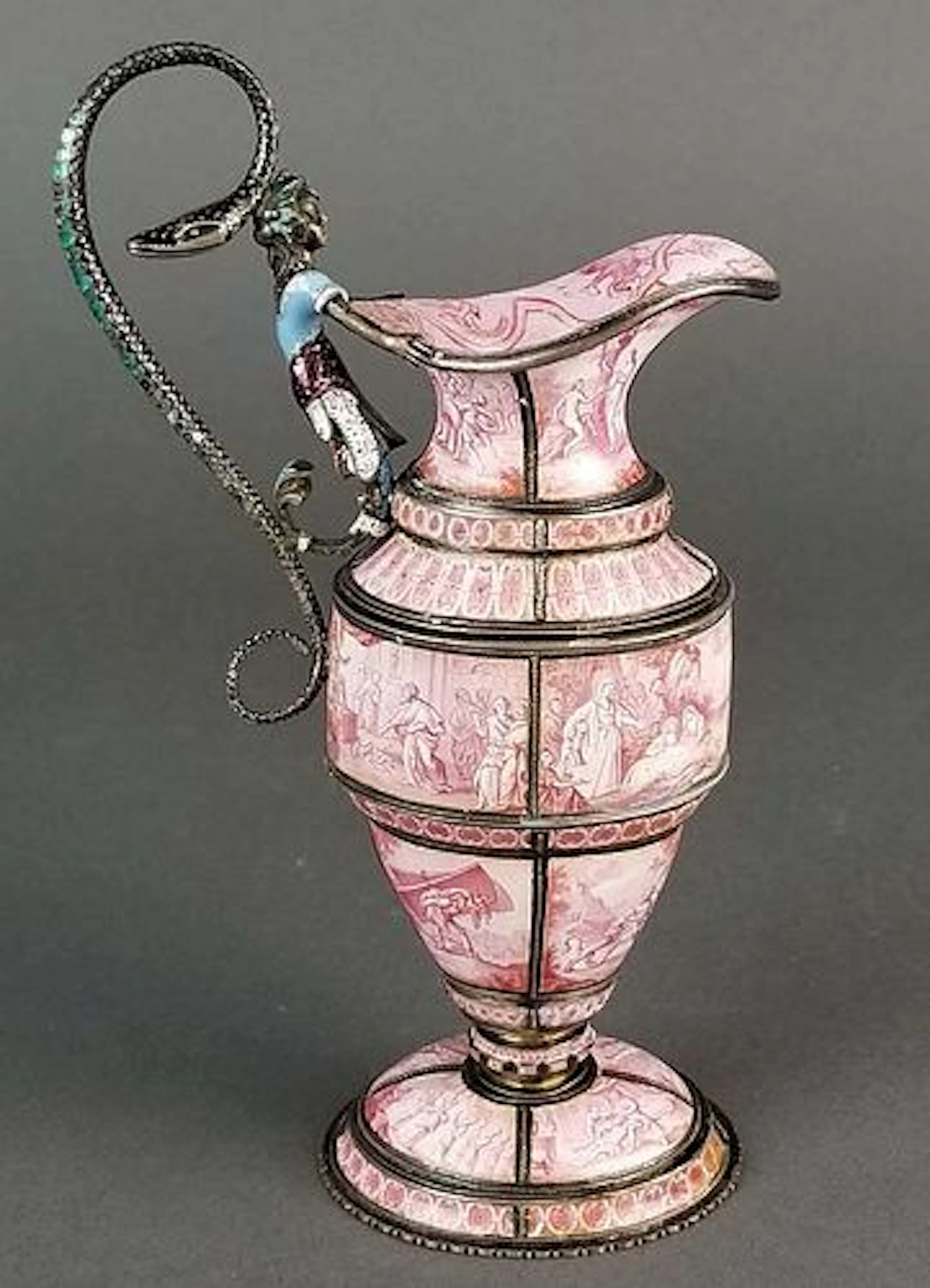 Large Austrian Viennese Enamel on Silver Vase