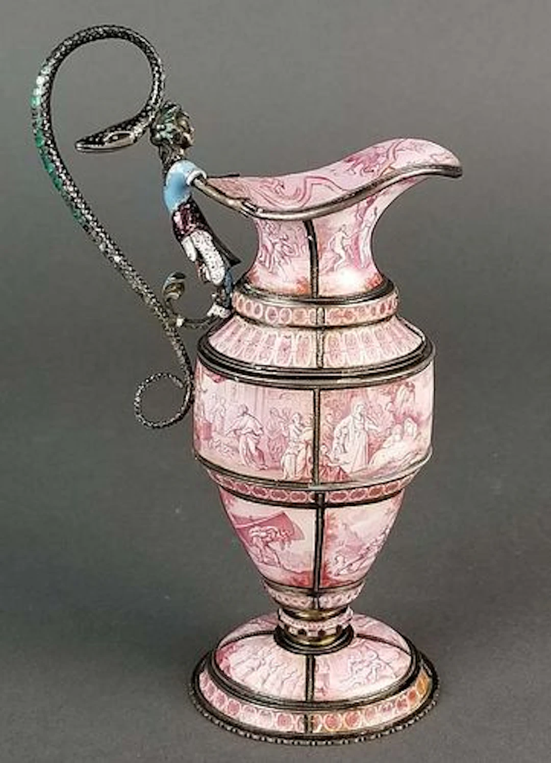 Large Austrian Viennese Enamel on Silver Vase