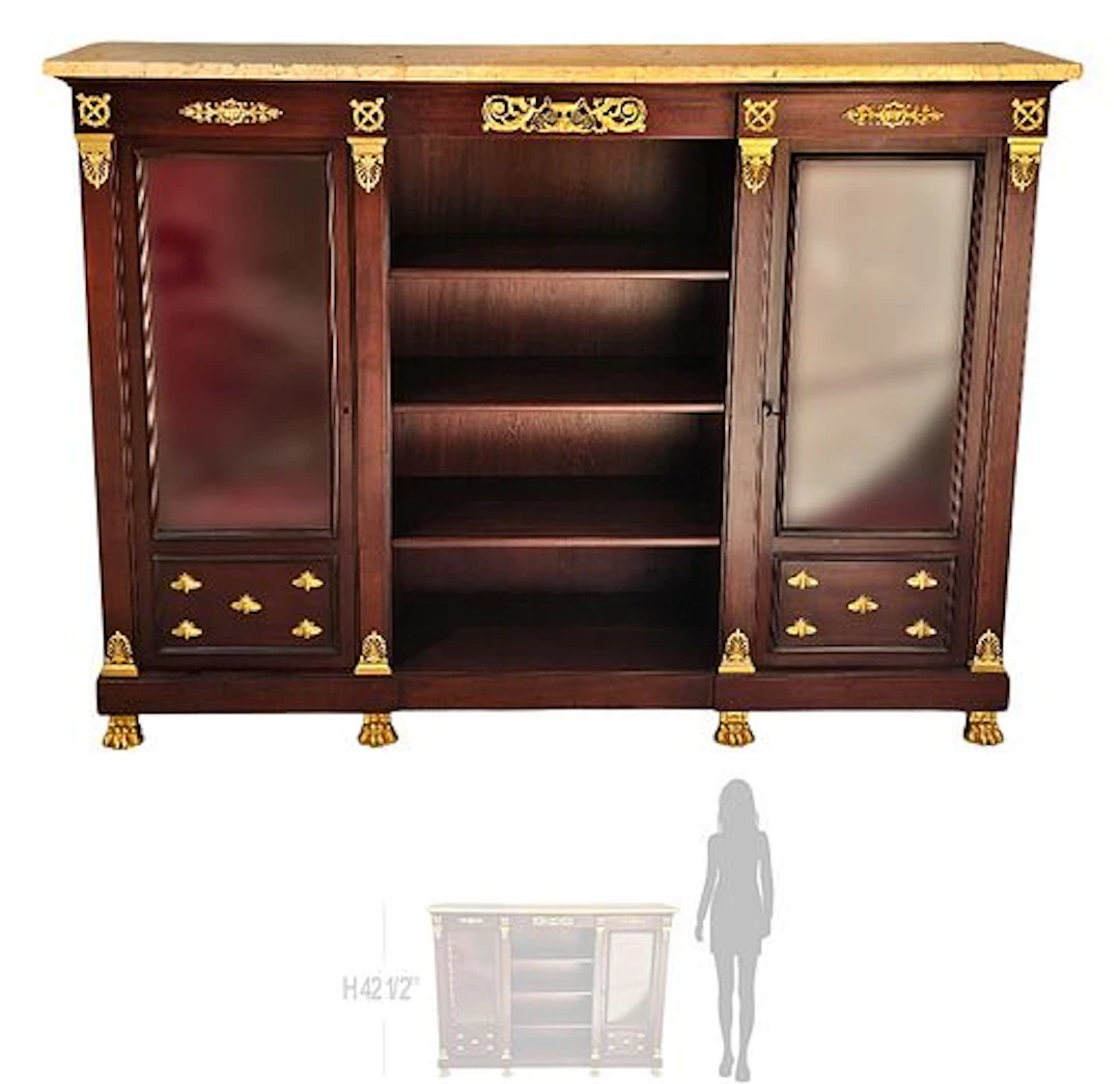 19th C. French Empire Style Bronze Mounted Vitrine Cabinet