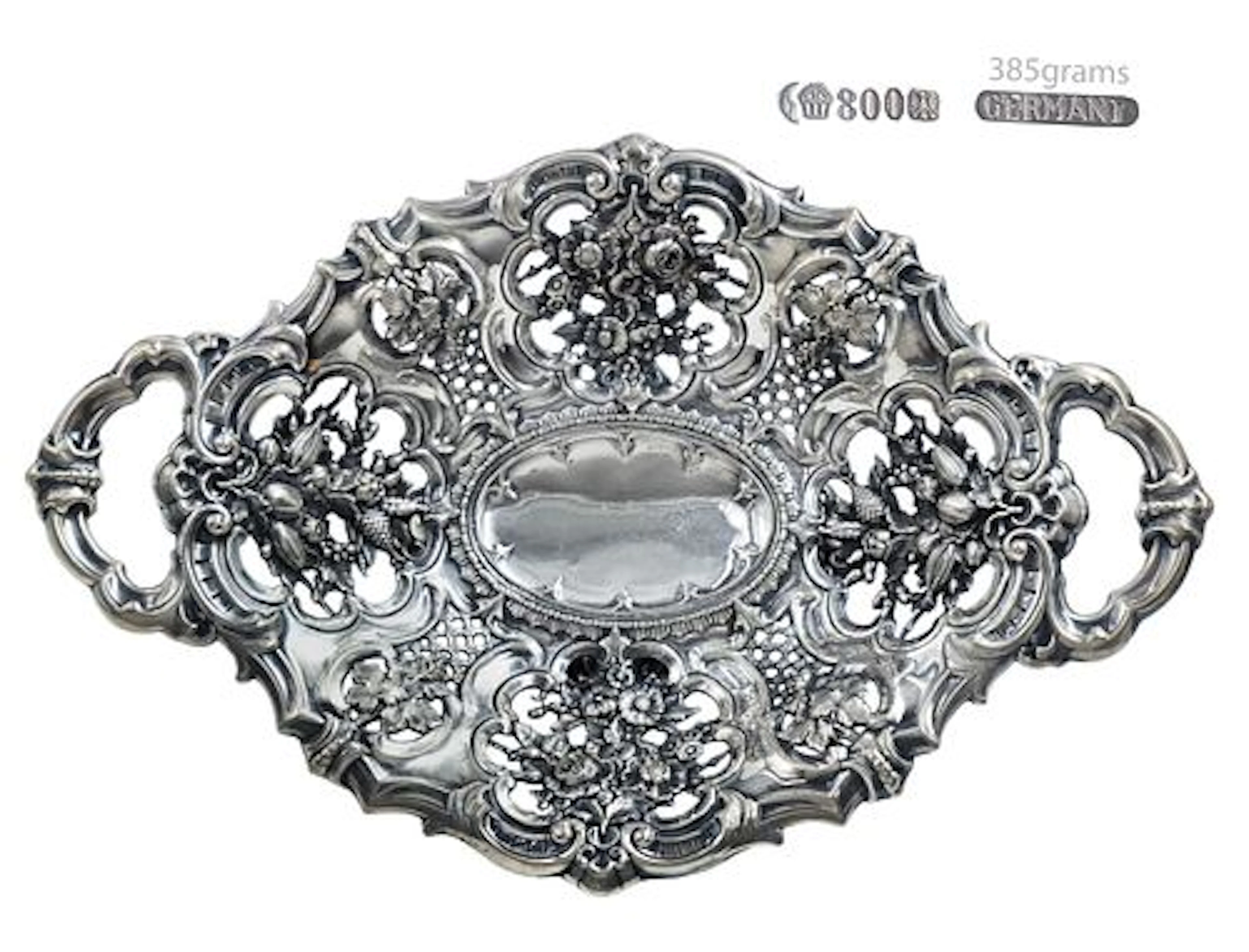 19th C. German .800 Silver(385g) Floral Centerpiece / Basket