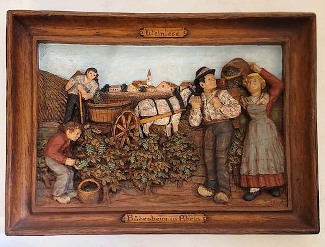 Weinlese Rudesheim Am Rhein Germany Wall Hanging 3D Wood Art