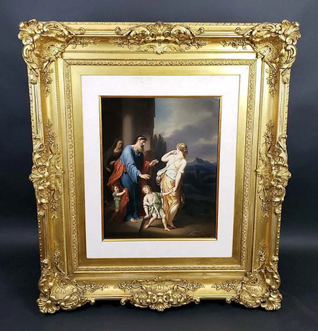Monumental KPM Plaque Signed Greiner of Abraham Hagar
