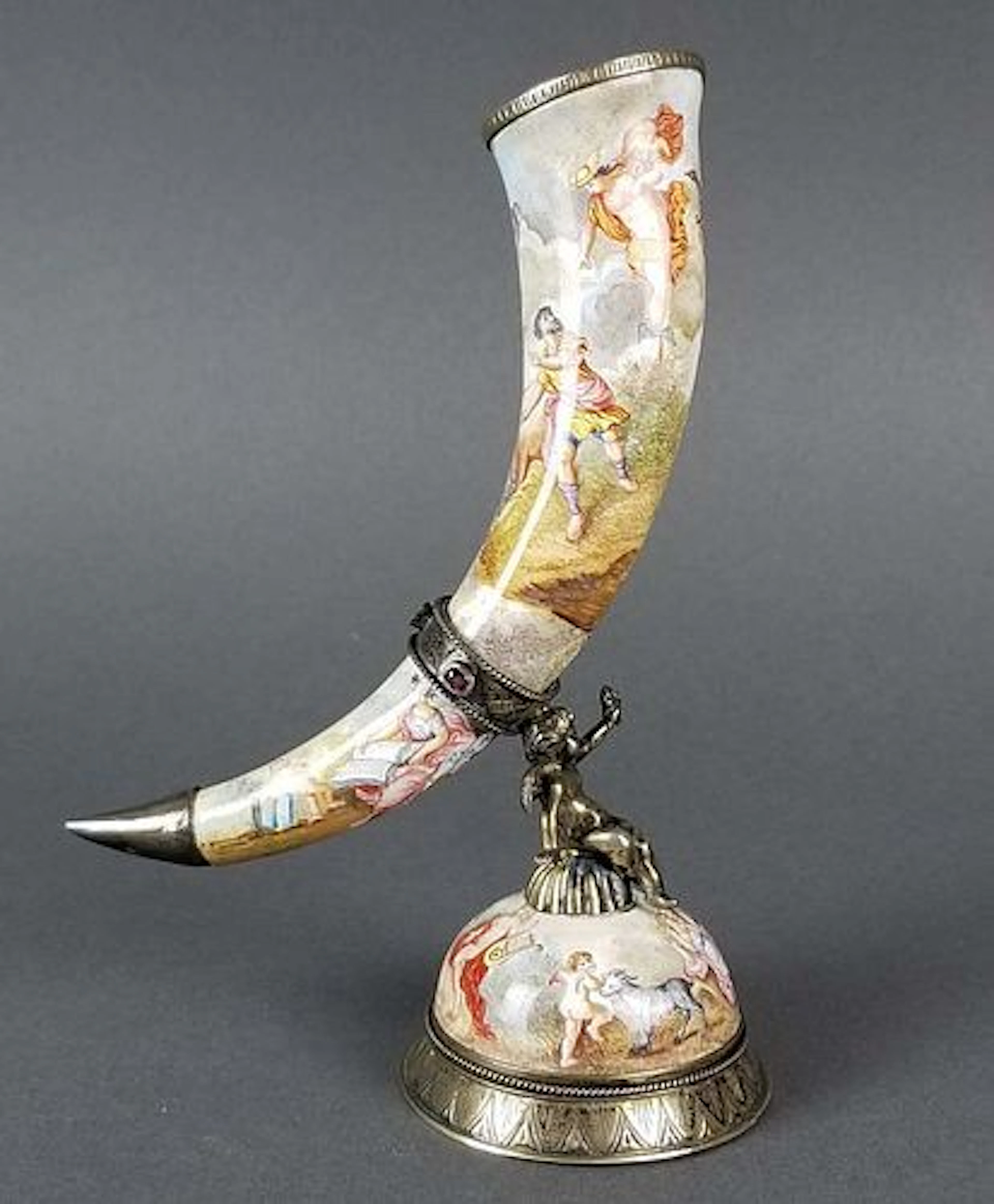 19th C. Viennese/ Austrian Enamel on Silver Cornucopia