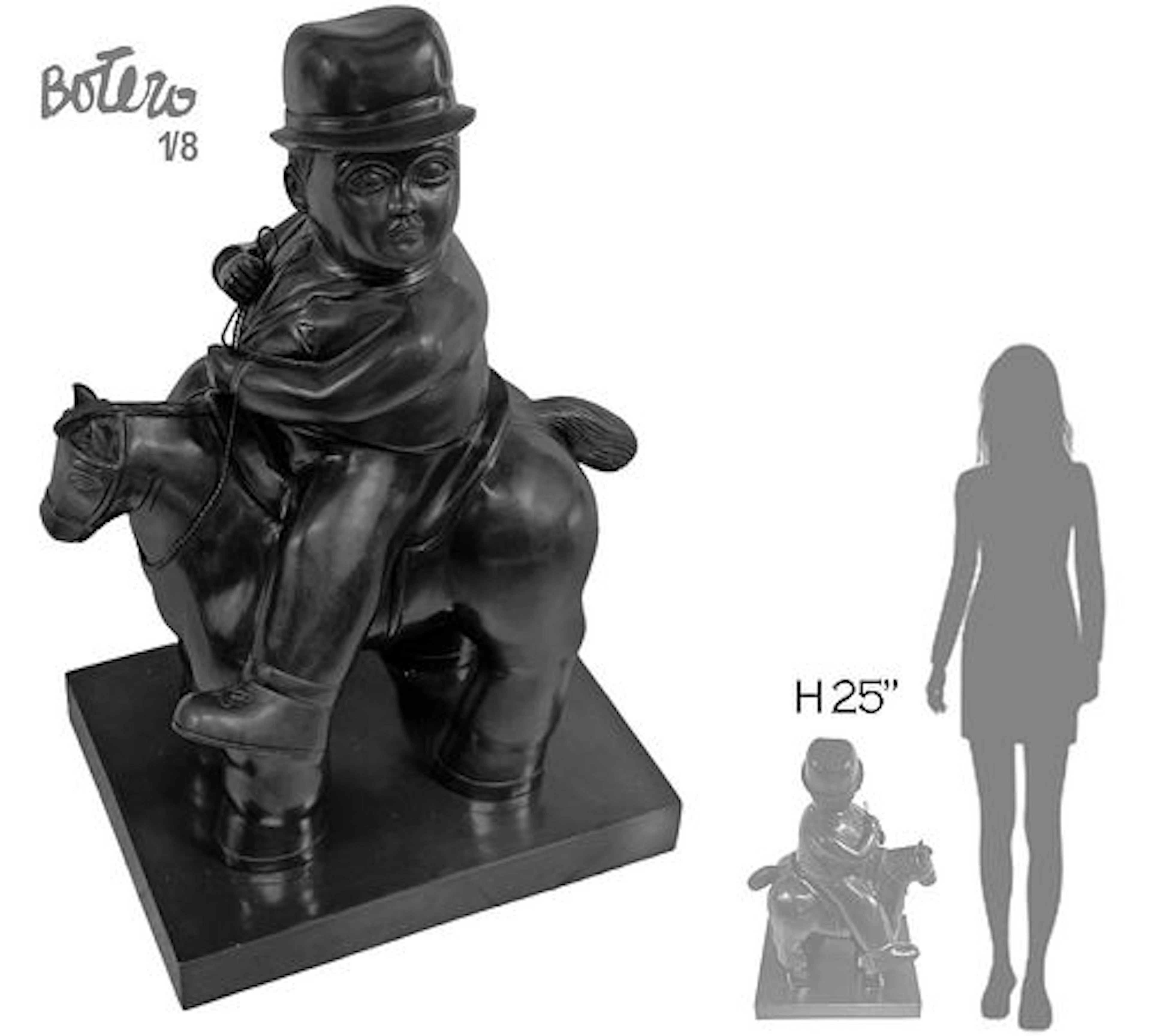 Large Fernando Botero "Horseback" Bronze Sculpture, Singed & Numbered